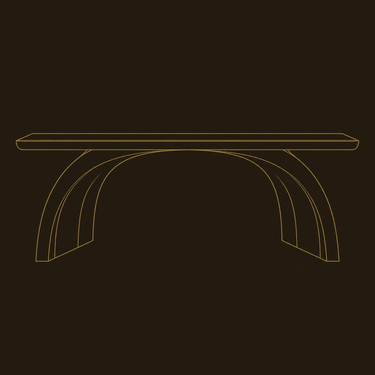 Arch Leg Desk With Solid Slab Top And Half Moon Notch dimension diagram