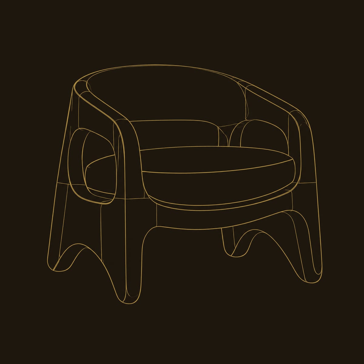 Barrel Back Lounge Chair With Oval Side Cutouts dimension diagram
