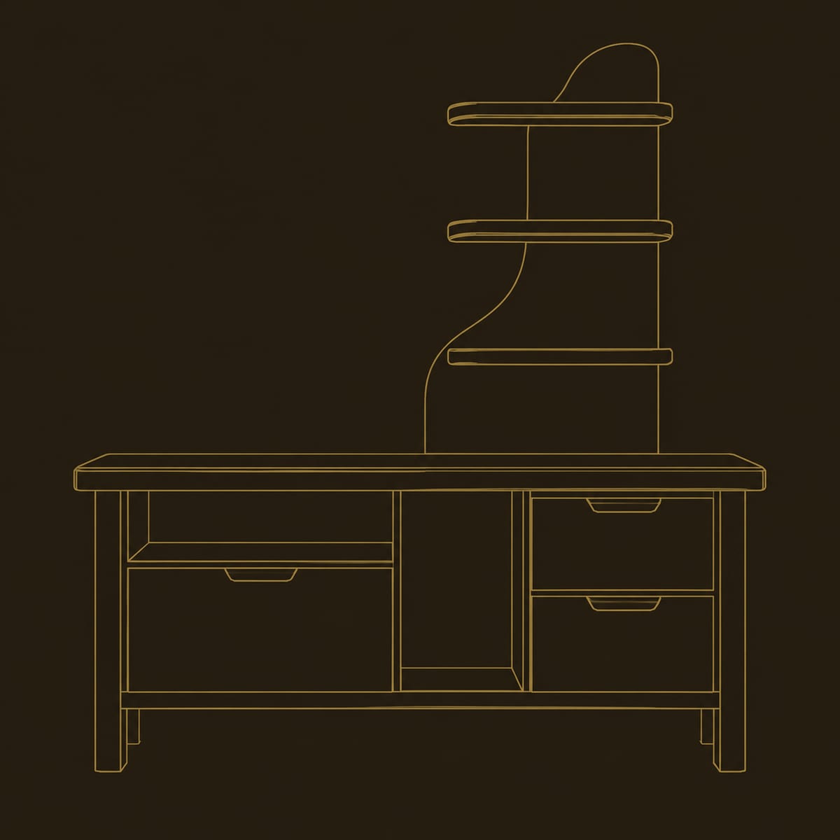 Bathroom Vanity With Three Drawers And Tall Side Shelf Tower dimension diagram
