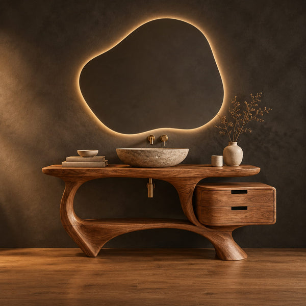Bathroom Vanity With Two Drawers And A Sculpted Loop Base