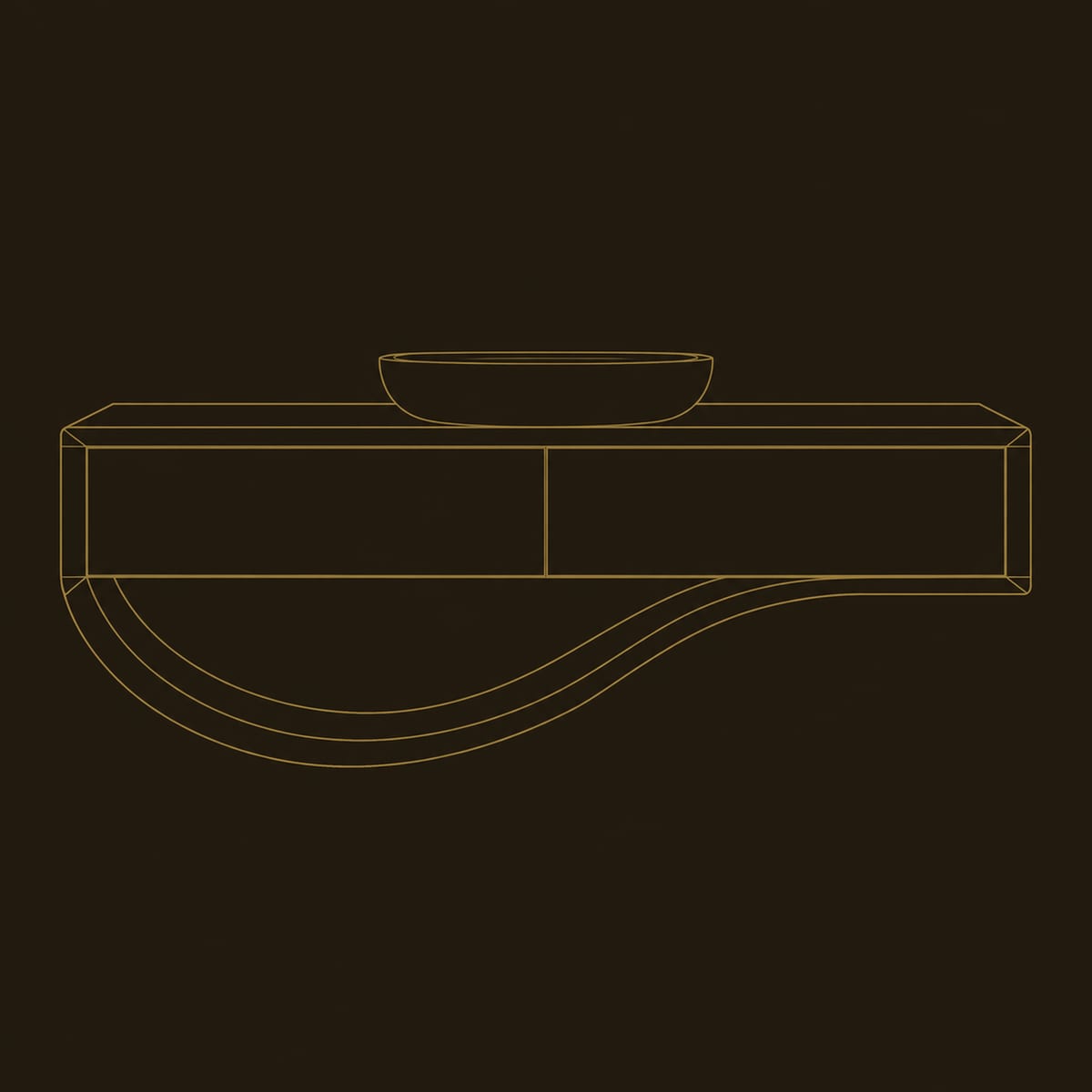 Bathroom Vanity With Two Panel Front And Sweeping Open Shelf dimension diagram