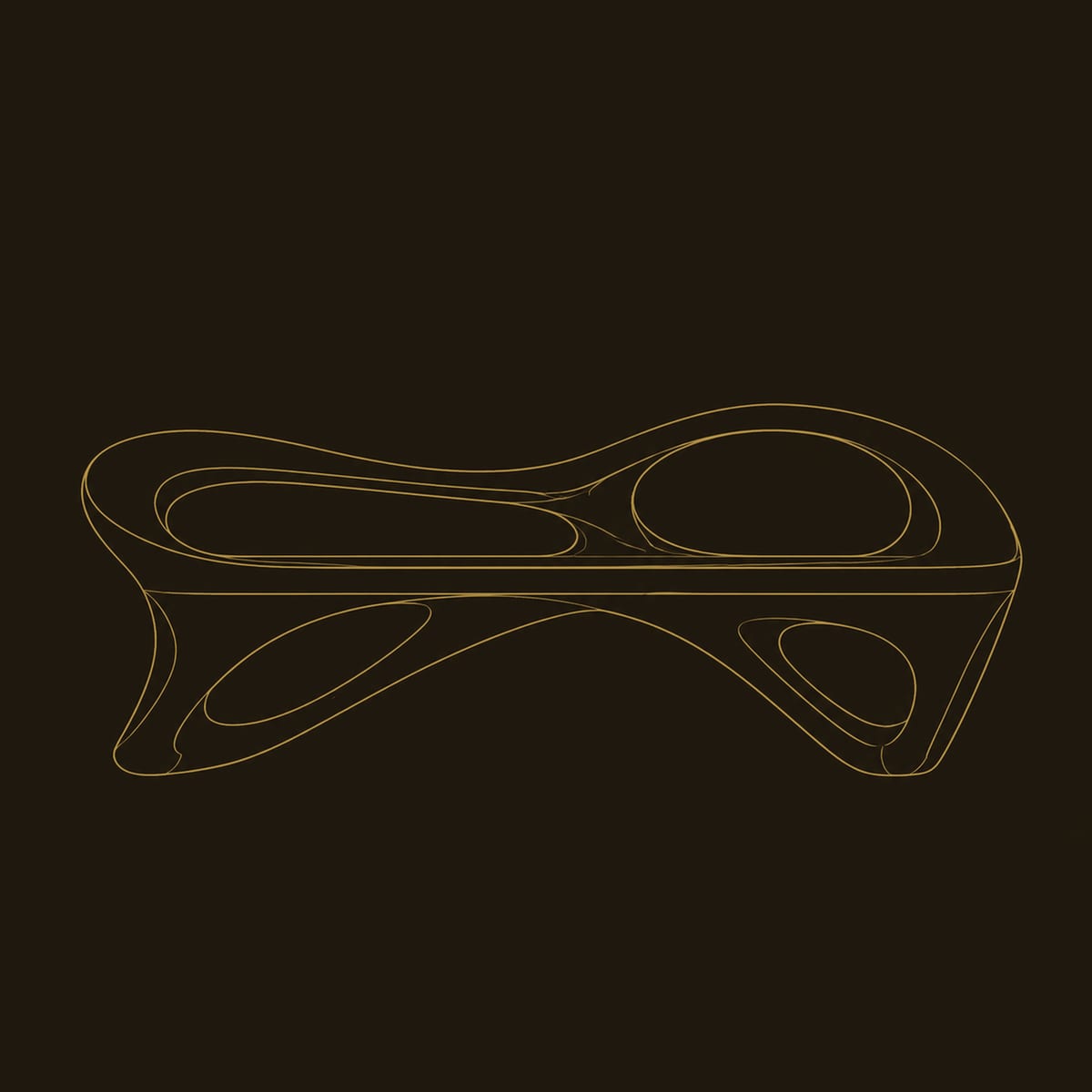 Bench With A Flowing Frame And Large Oval Openings dimension diagram