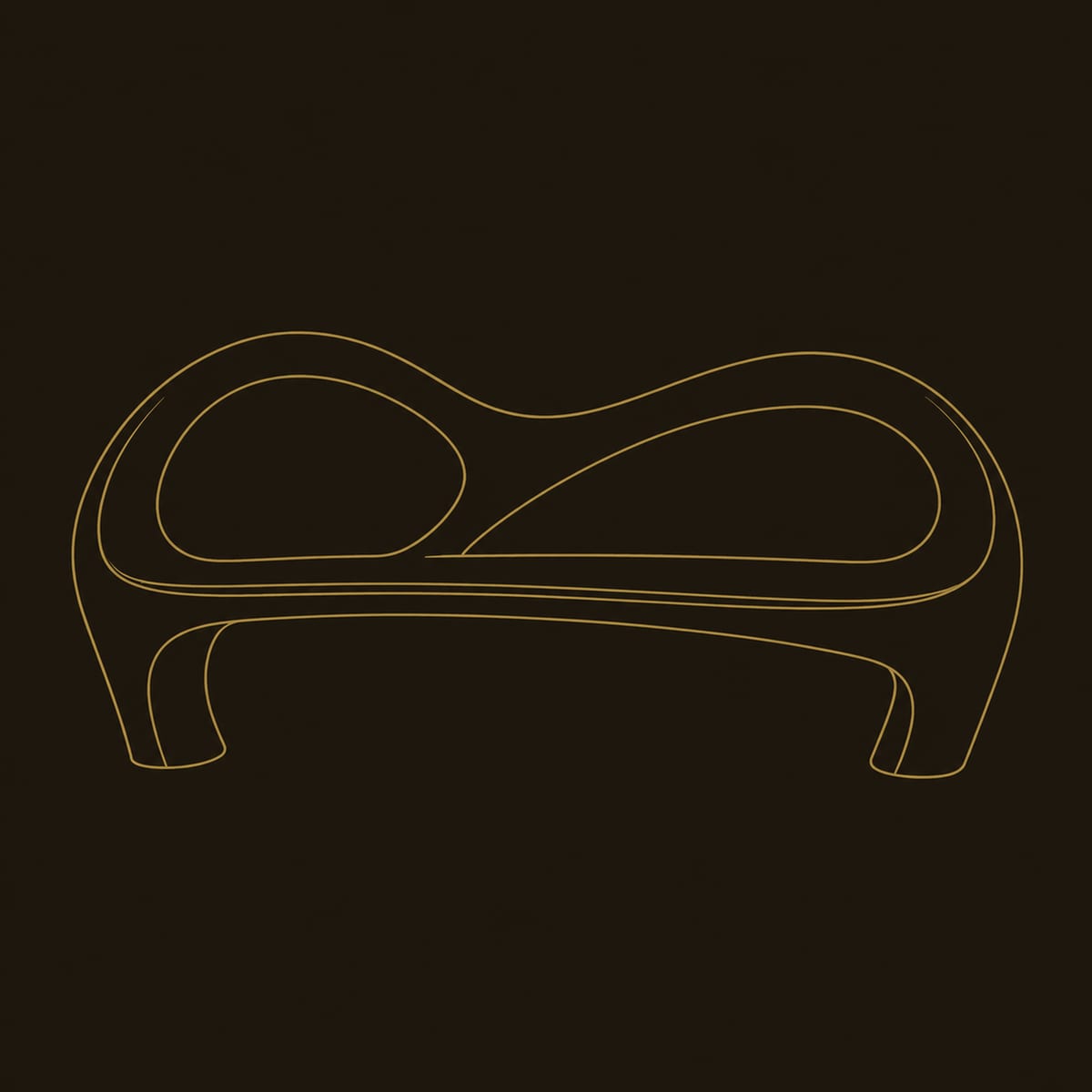 Bench With An Open Looping Backrest And Sculpted Legs dimension diagram