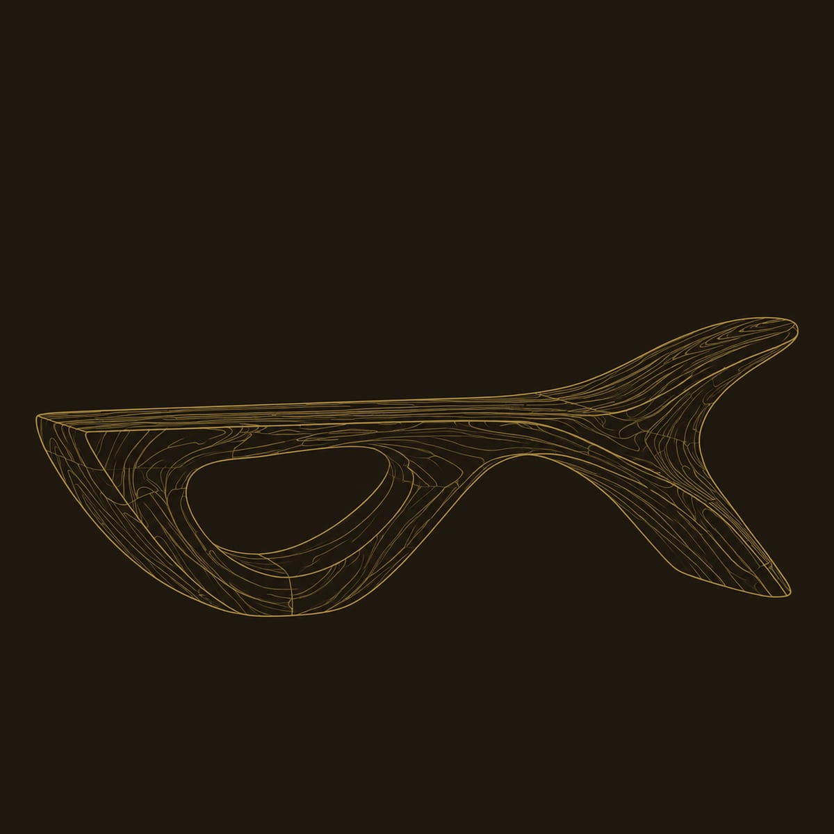 Bench With Fish Tail Upsweep And Large Open Arch Base dimension diagram