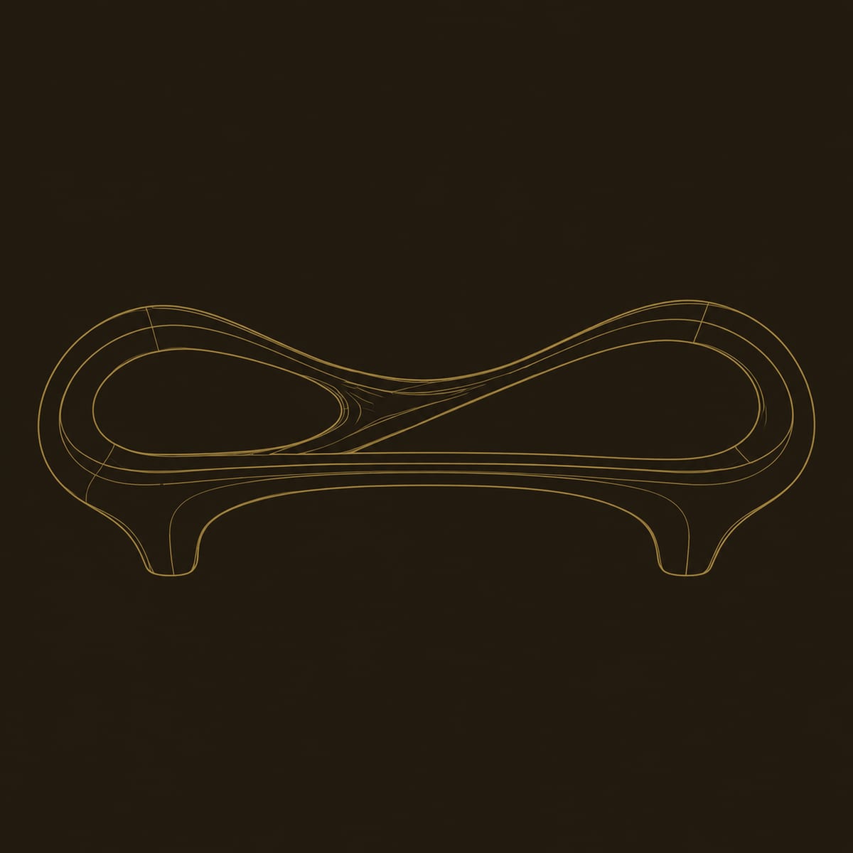Bench With Open Loop Backrest And Sculpted Feet dimension diagram