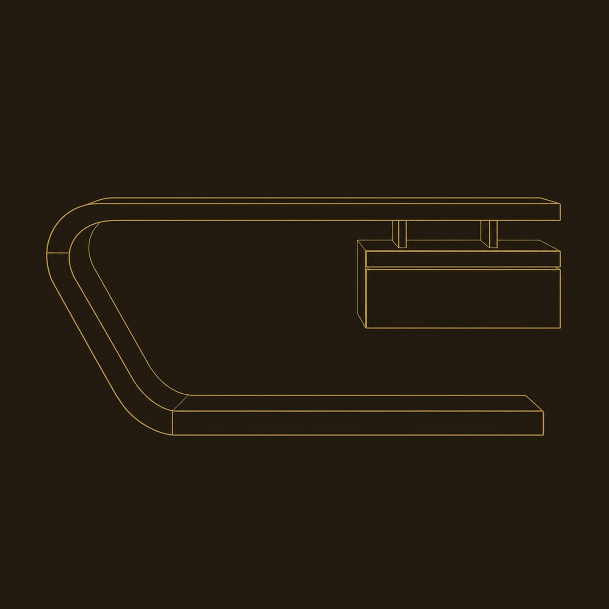 Bent Slab Console Table With A Floating Box And Low Flat Base dimension diagram