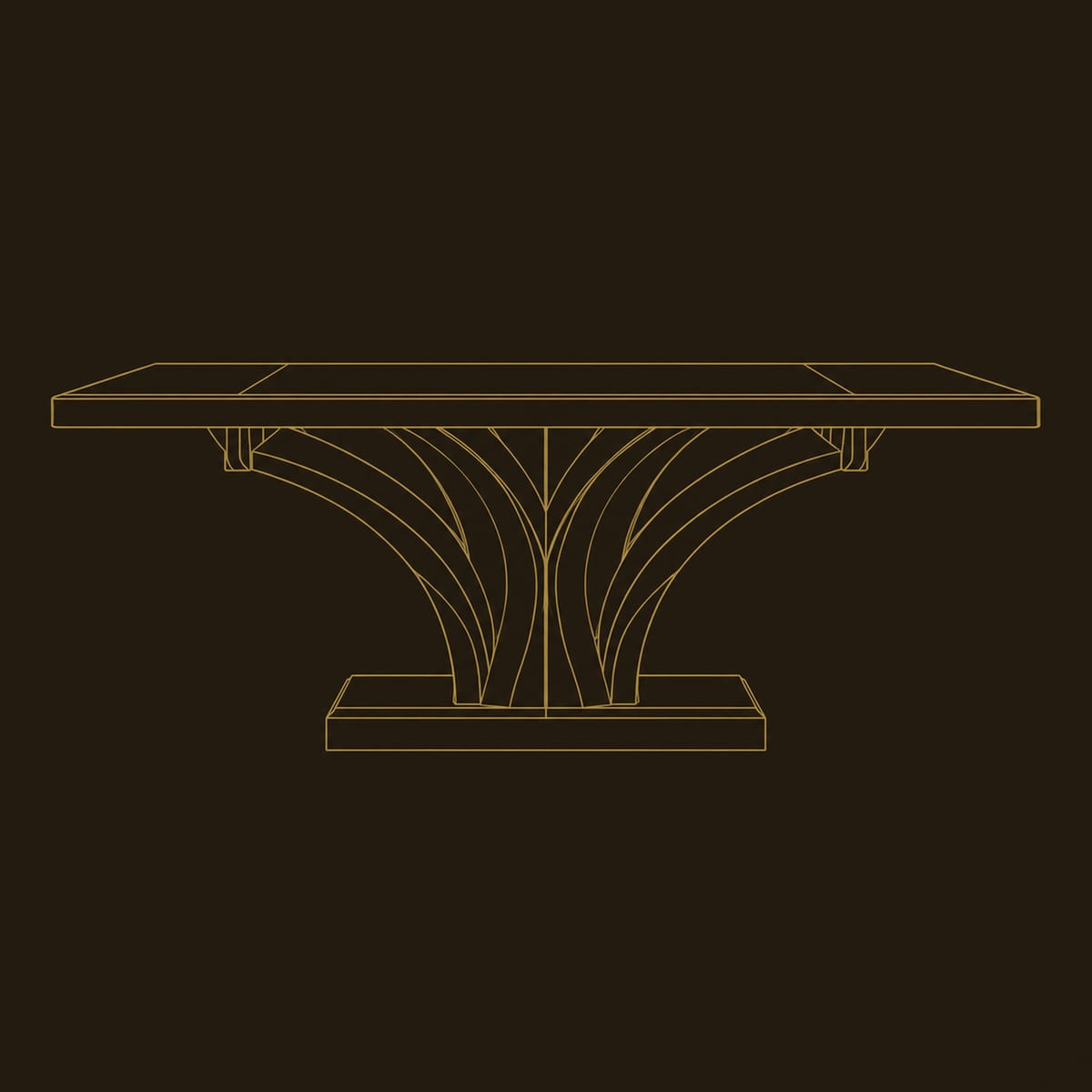Branch Pedestal Dining Table With Thick Slab Top And Plinth Base dimension diagram