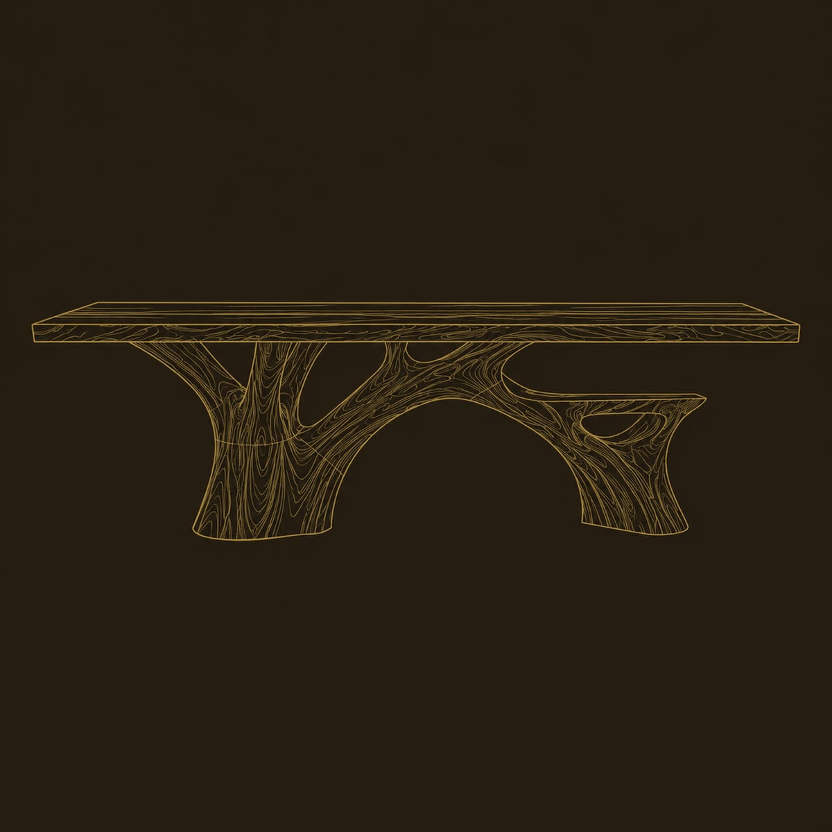 Branching Trunk Base Dining Table With Slab Top dimension diagram
