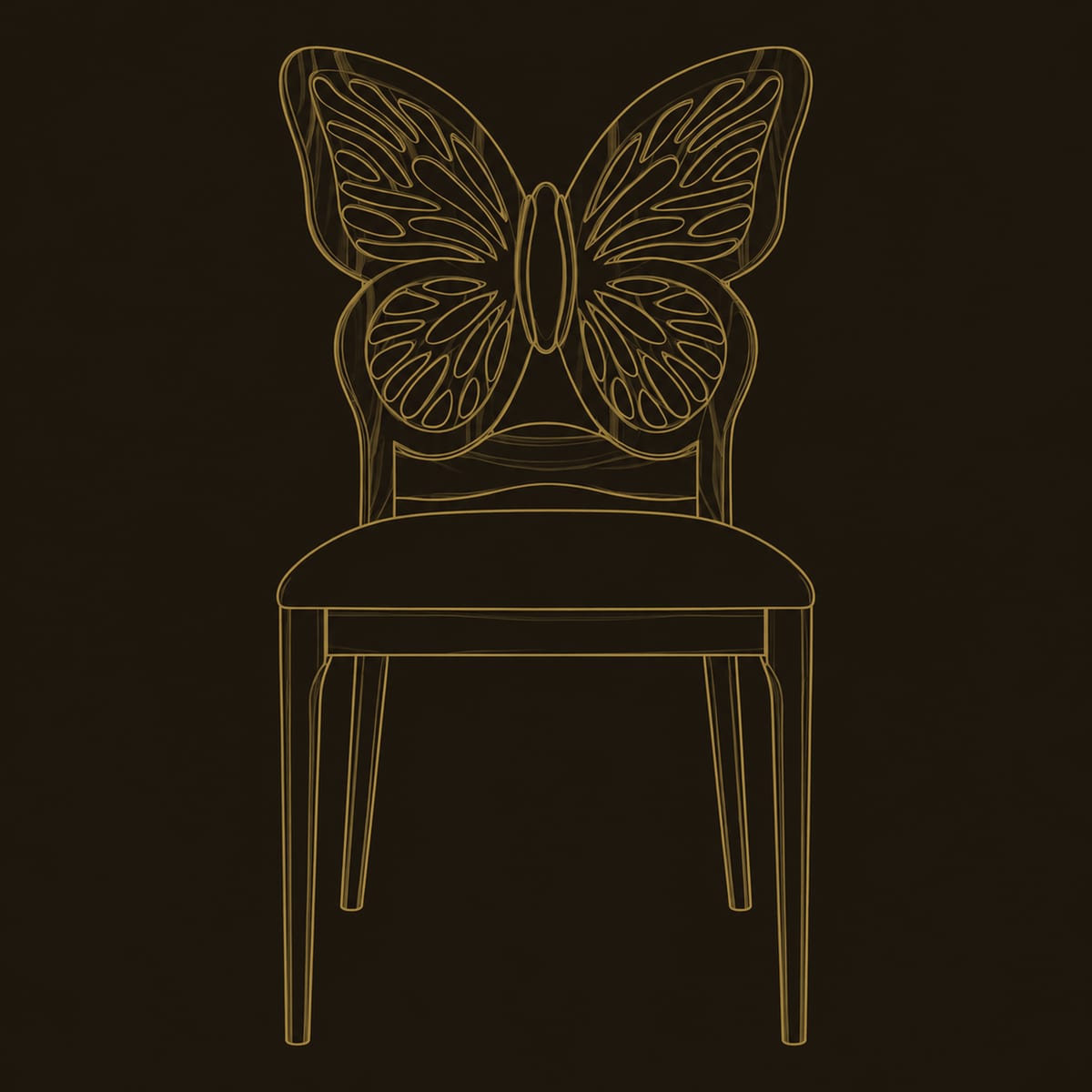 Butterfly Back Chair With Open Pierced Wings dimension diagram