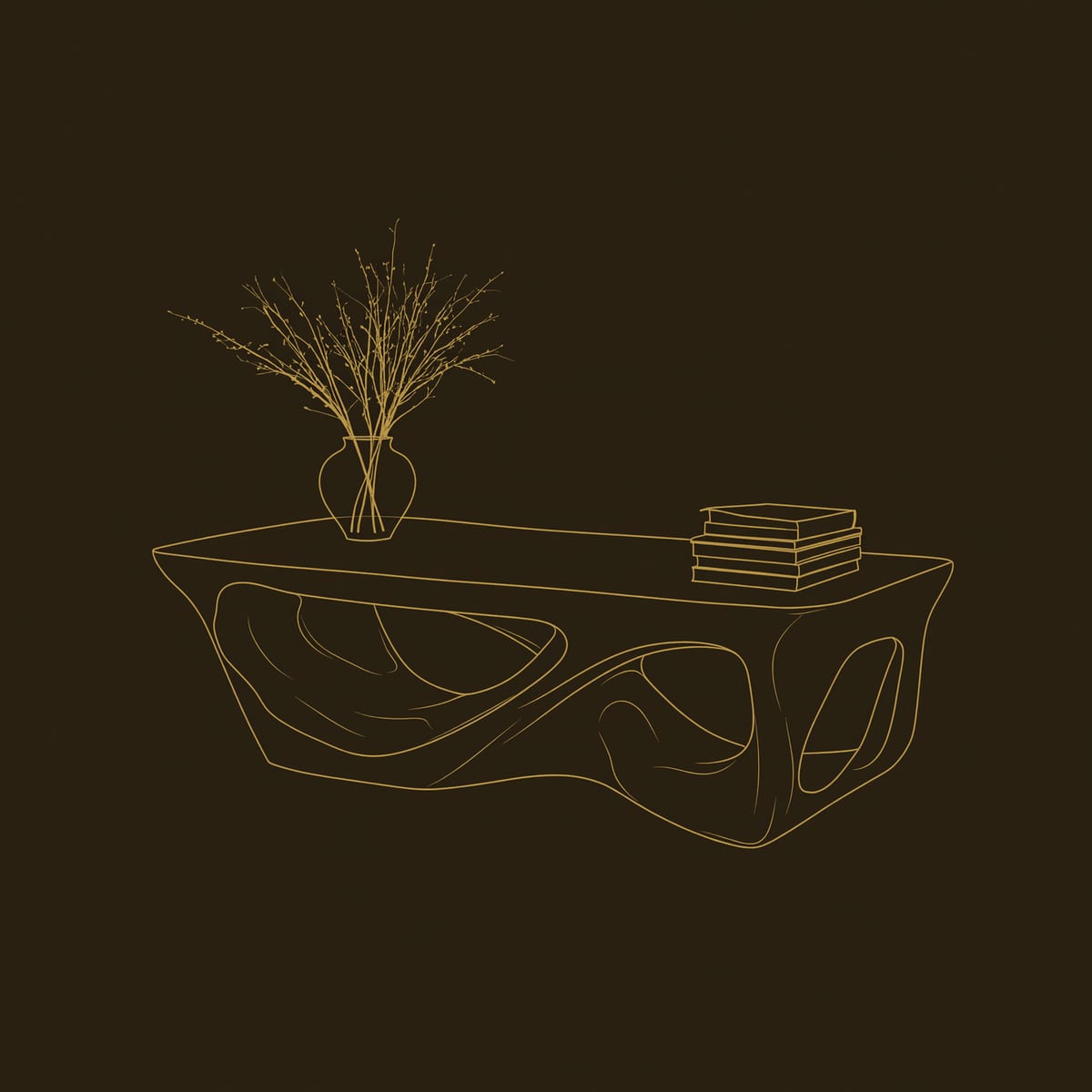 Carved Block Coffee Table in Solid Organic Hardwood dimension diagram