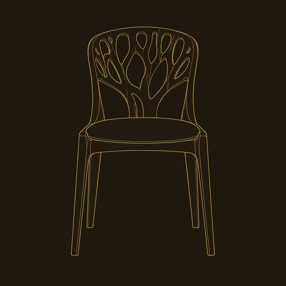 Carved Branch Back Chair With Cream Upholstered Seat dimension diagram