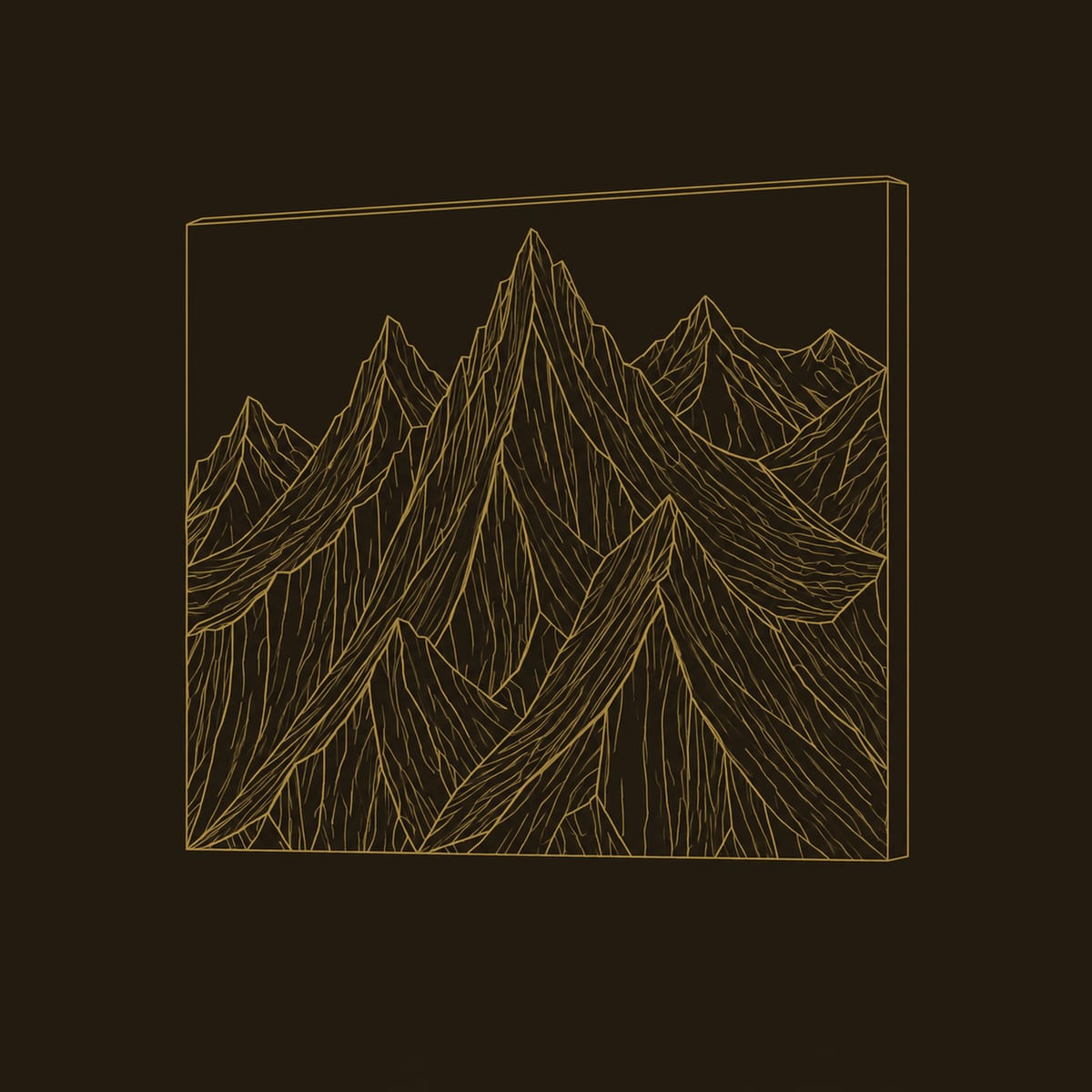 Carved Mountain Peak Wall Art With Deep Relief Ridges dimension diagram