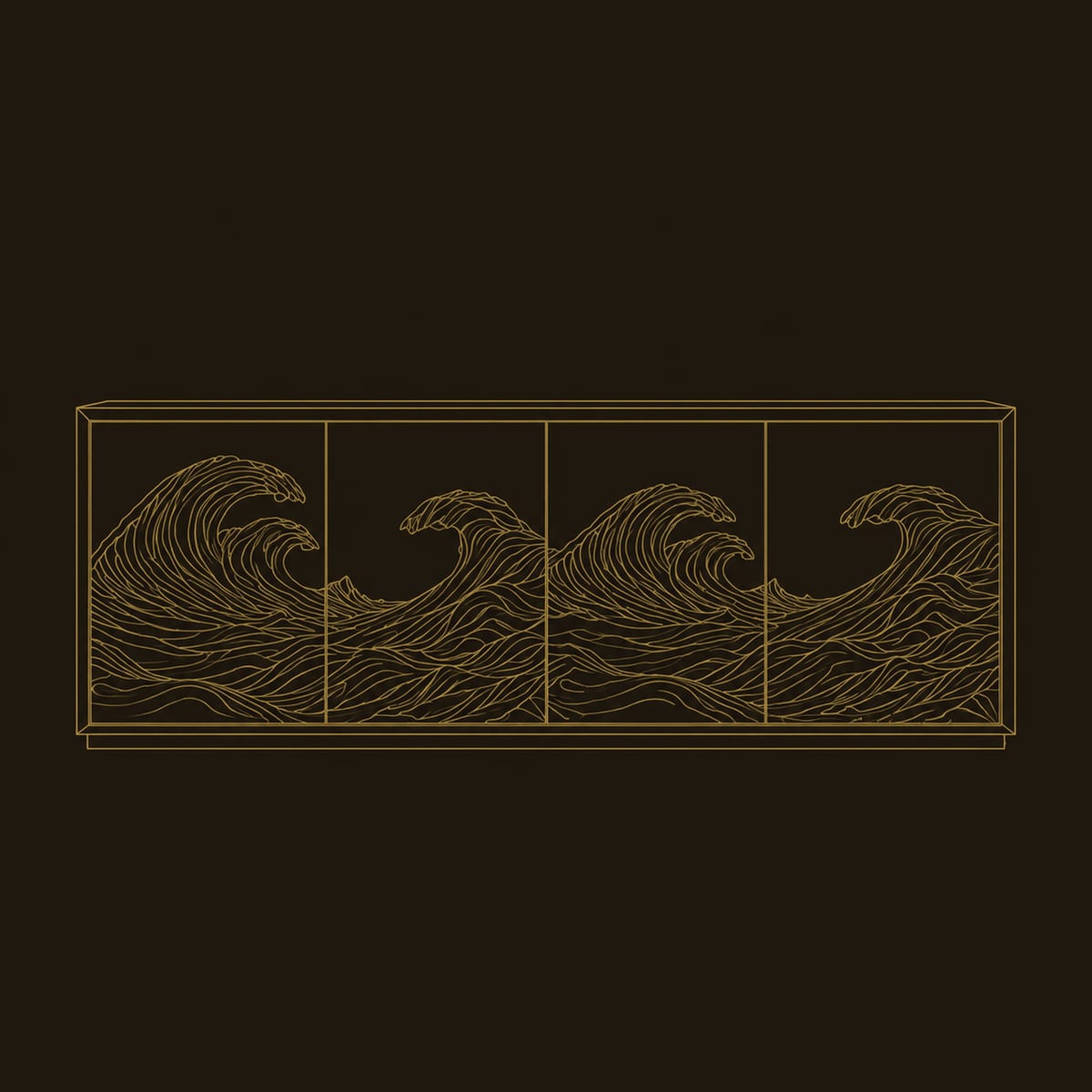 Carved Wave Relief Sideboard With Four Doors For Dining Rooms dimension diagram