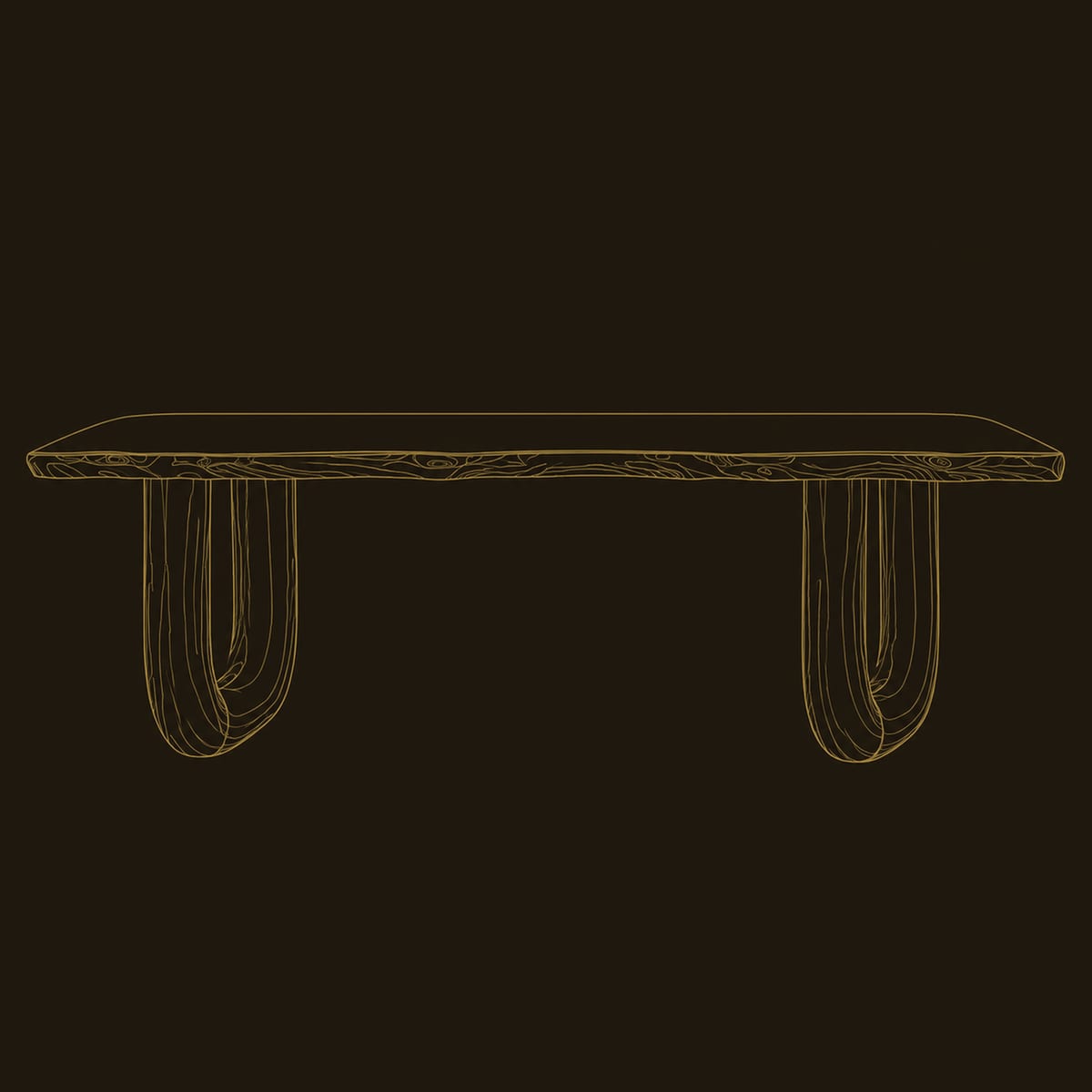 Chunky U Leg Desk With Live Edge Slab Top dimension diagram