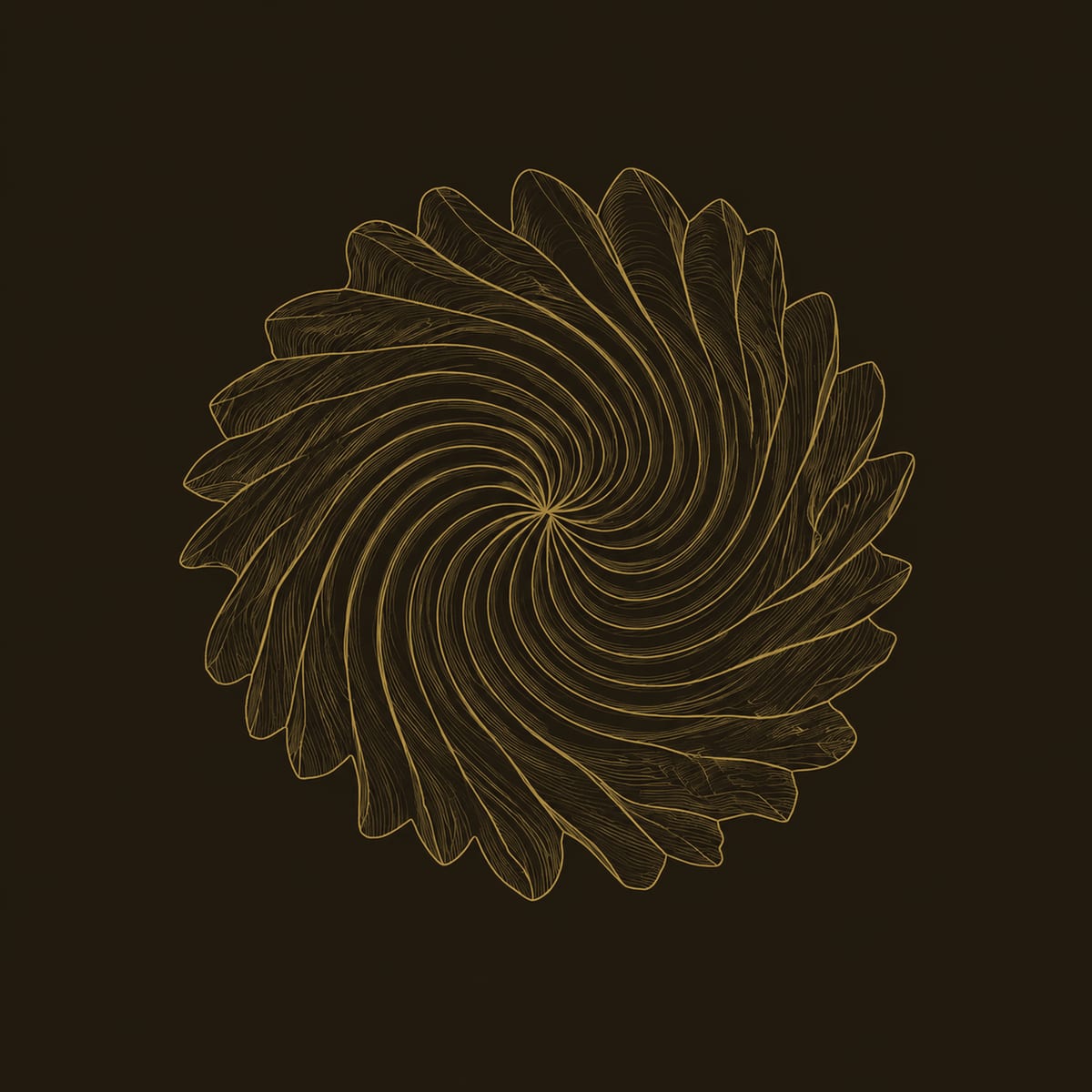 Circular Spiral Wood Wall Art With Ruffled Petal Edge dimension diagram