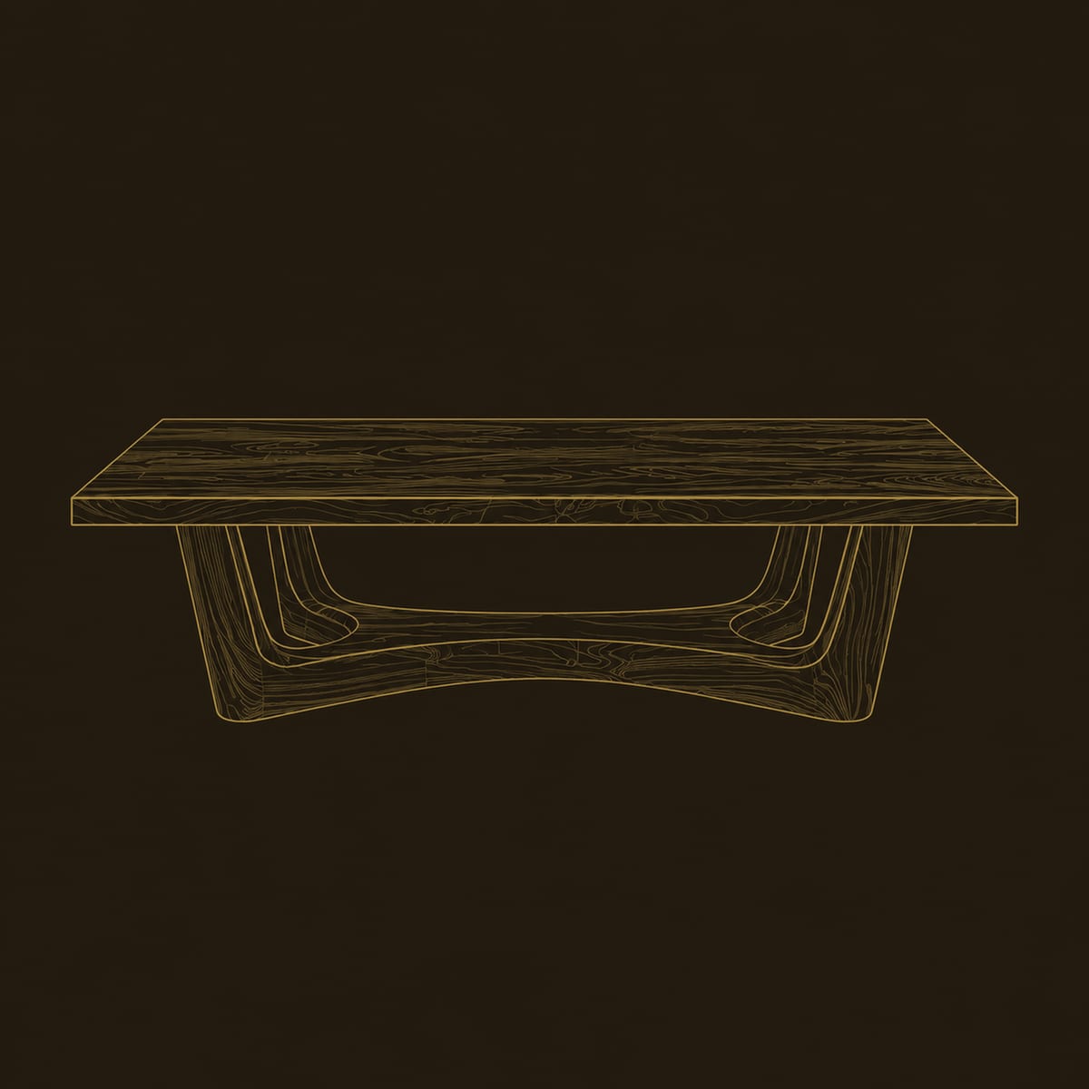 Coffee Table With Arched Trestle Base And Rectangular Slab Top dimension diagram