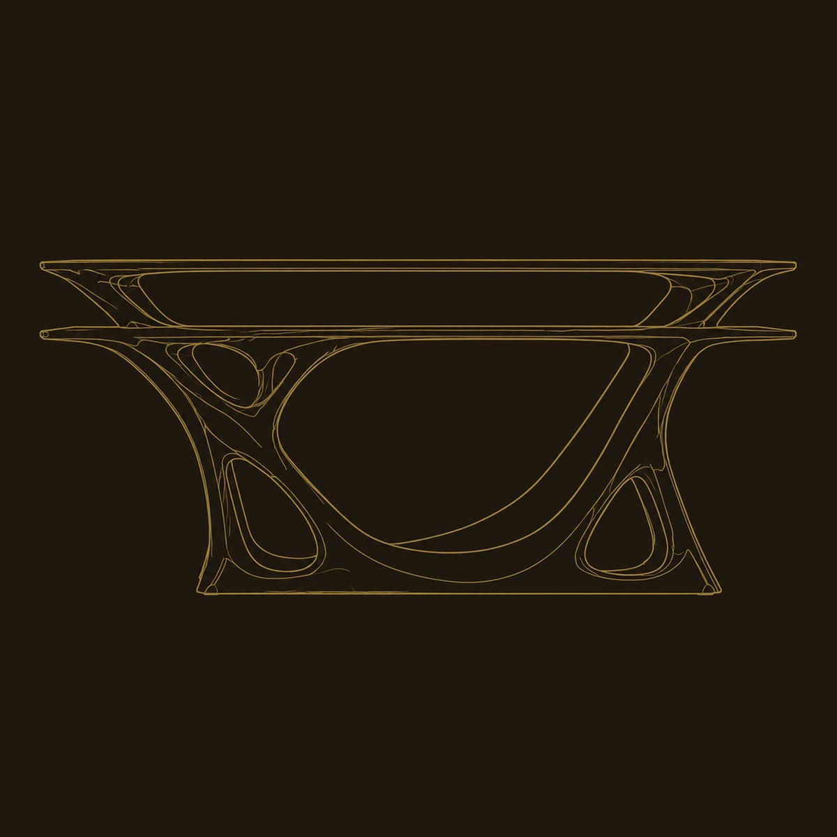 Console Table With Double Layer Top And Branching Open Base dimension diagram