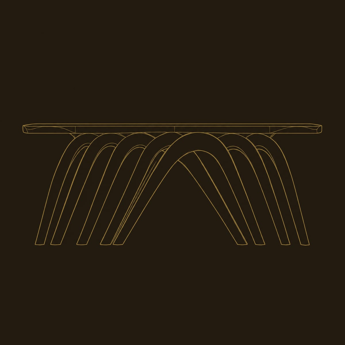 Console Table With Overlapping Arched Legs And Wavy Edge Top dimension diagram