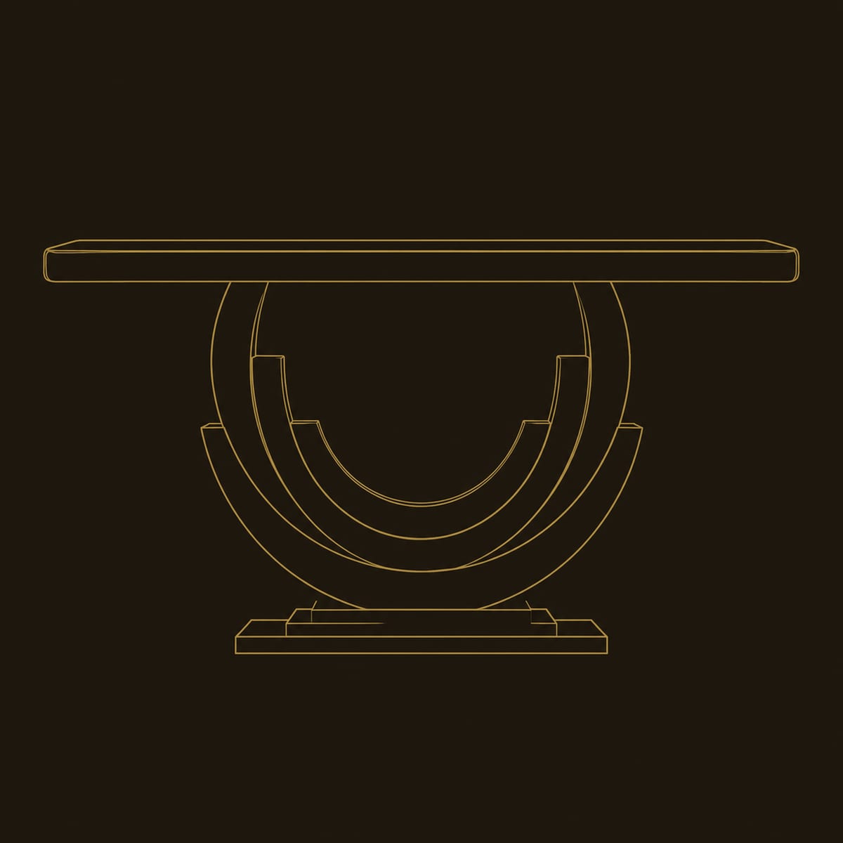 Console Table With Wavy Edge Top And Layered Arc Base dimension diagram