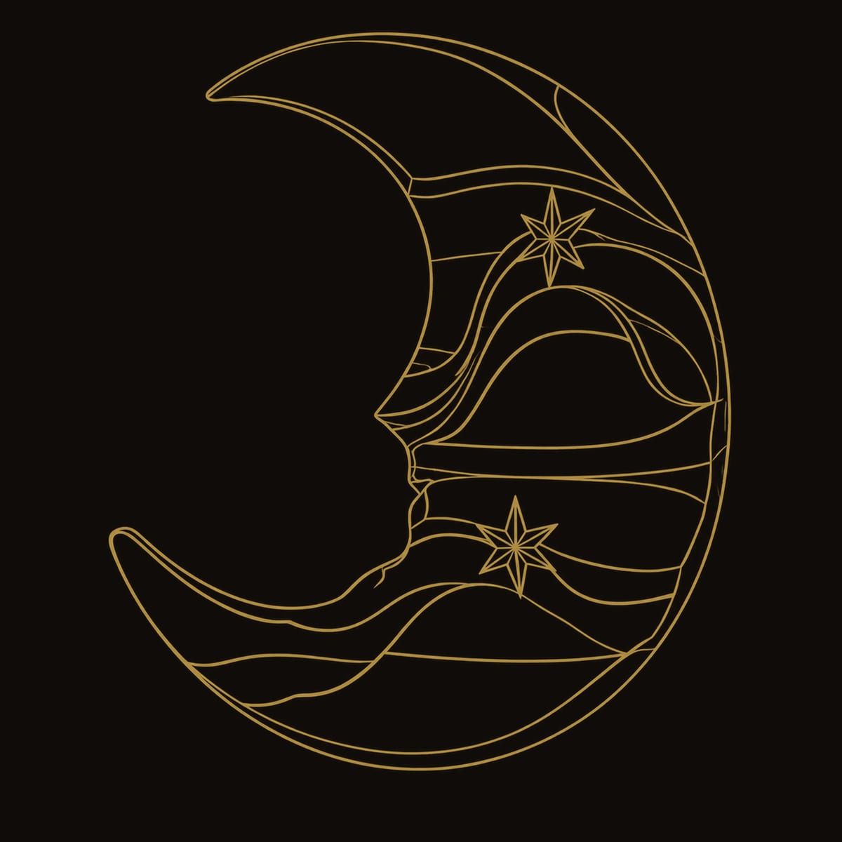 Crescent Moon Wall Art With Carved Stars And Wave Layers dimension diagram