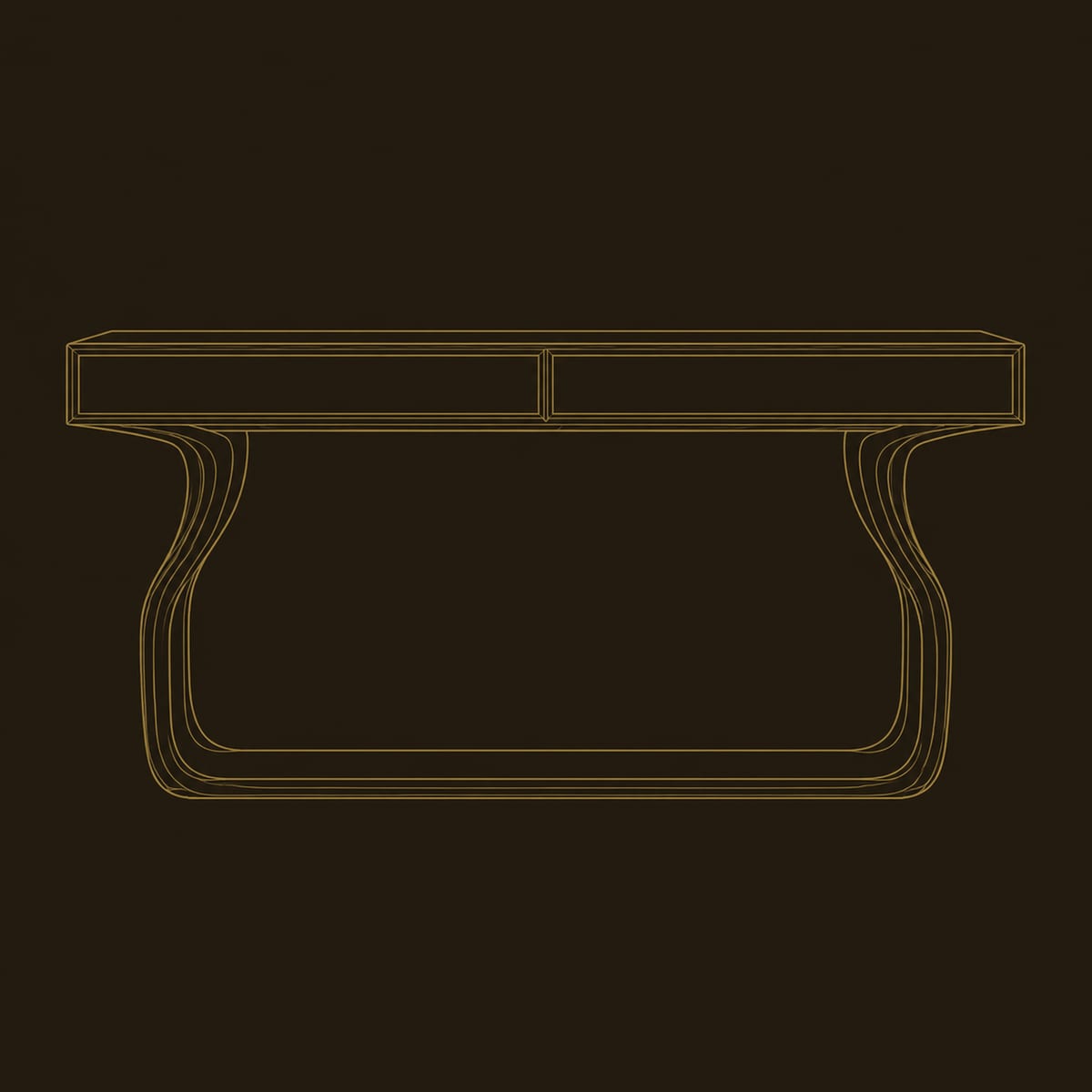 Curved Console Table On A Sculpted Looping Base dimension diagram