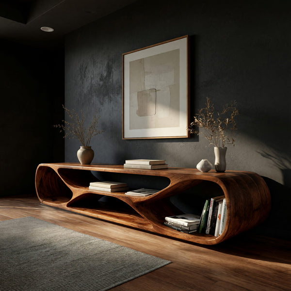 Curved Loop TV Stand with a Figure Eight Interior