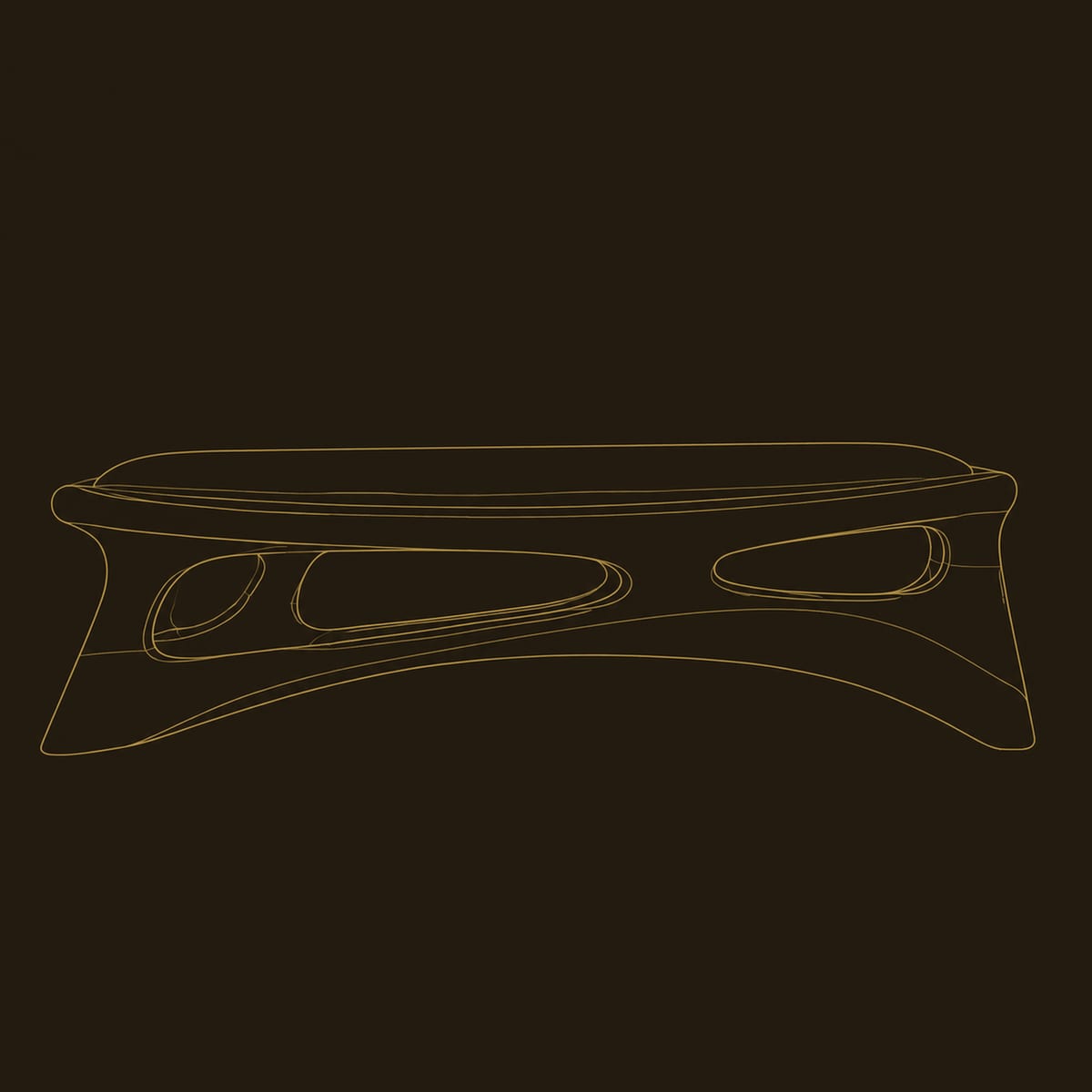 Cushioned Bench With Carved Open Frame And Slanted Legs dimension diagram