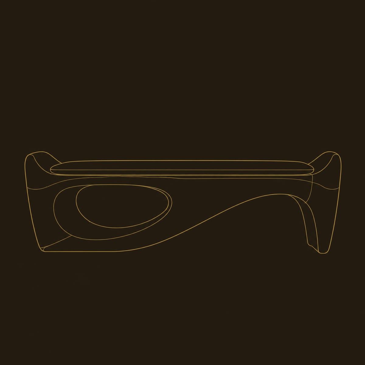 Cushioned Bench With Sweeping Sculpted Body And Oval Cutout dimension diagram