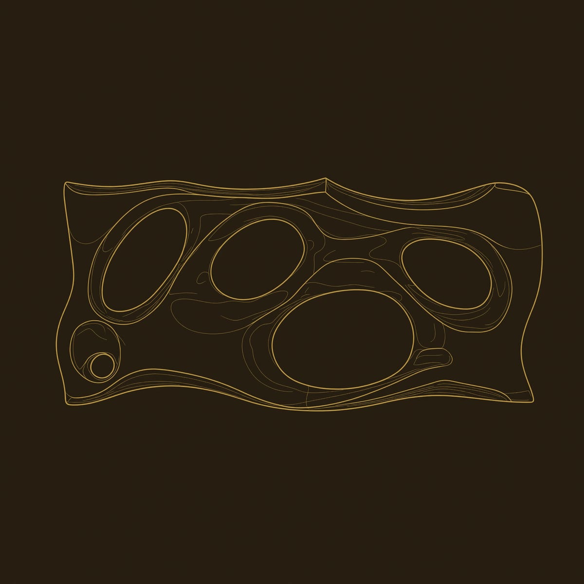 Cutout Slab Wall Art with Three Carved Oval Openings dimension diagram