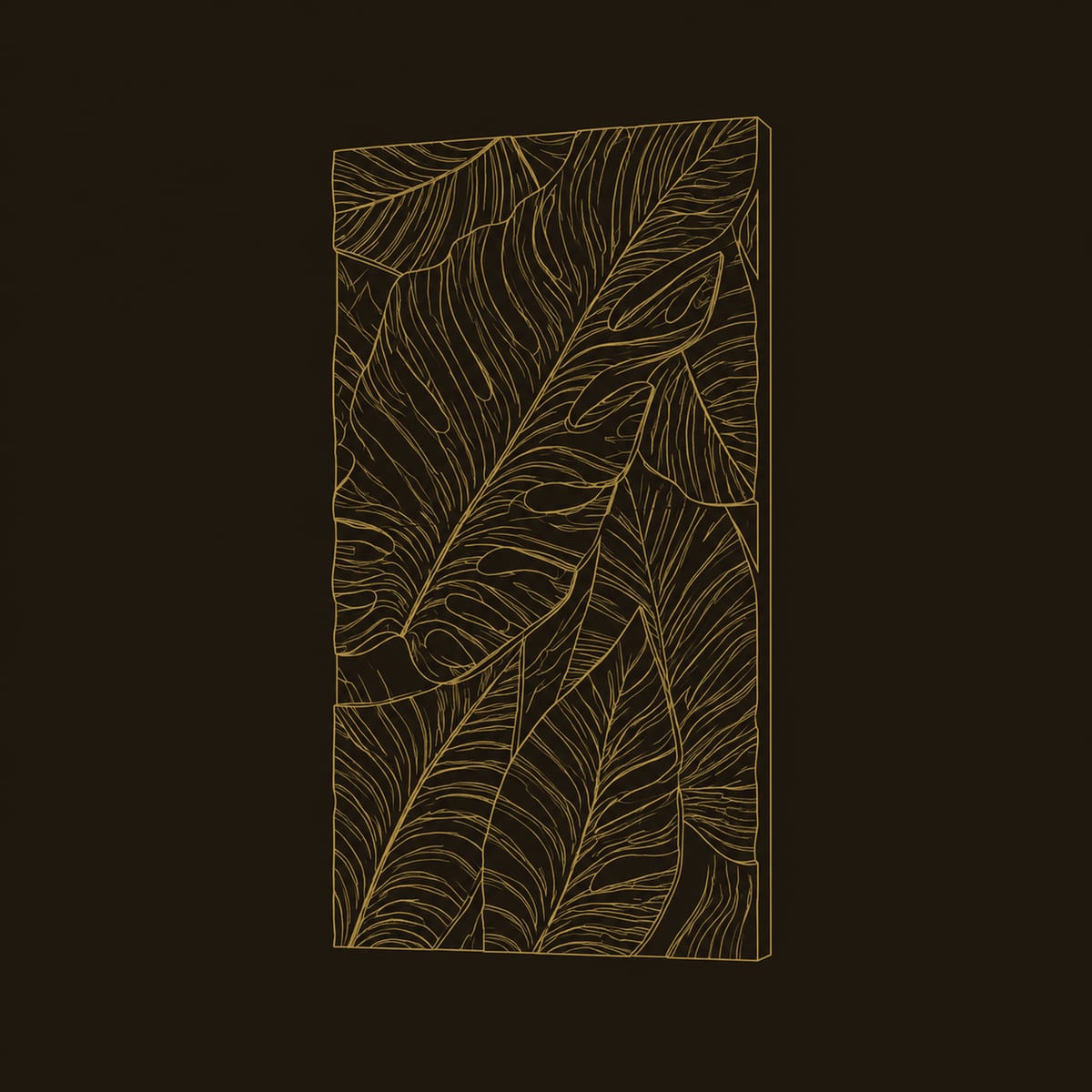 Deep Carved Tropical Leaf Relief Wall Art Panel dimension diagram