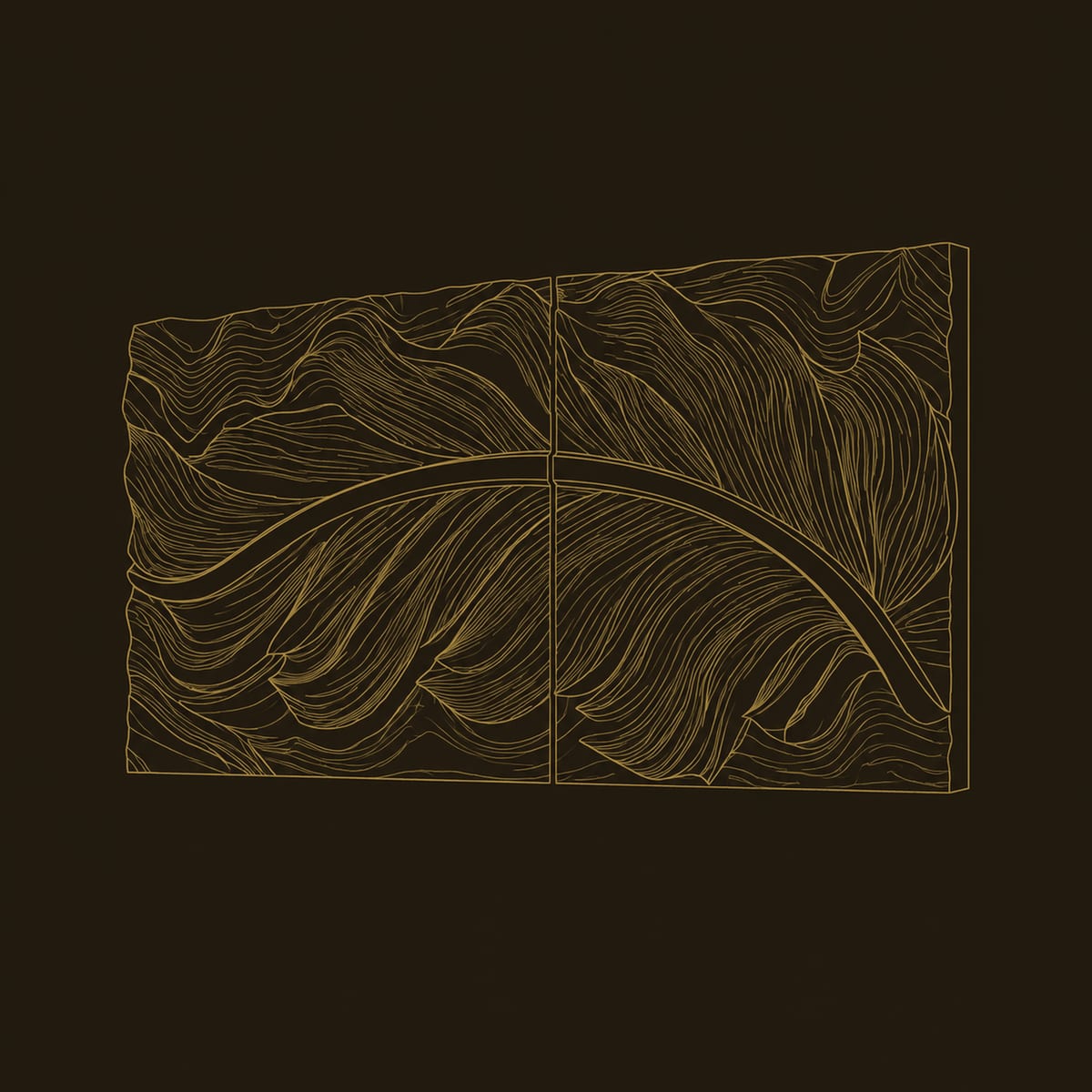 Deep Relief Wall Art With A Sweeping Feather Form dimension diagram