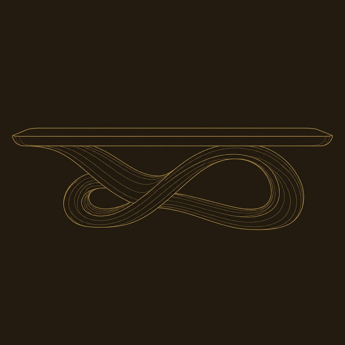 Desk With Twisting Infinity Loop Base And Smooth Slab Top dimension diagram