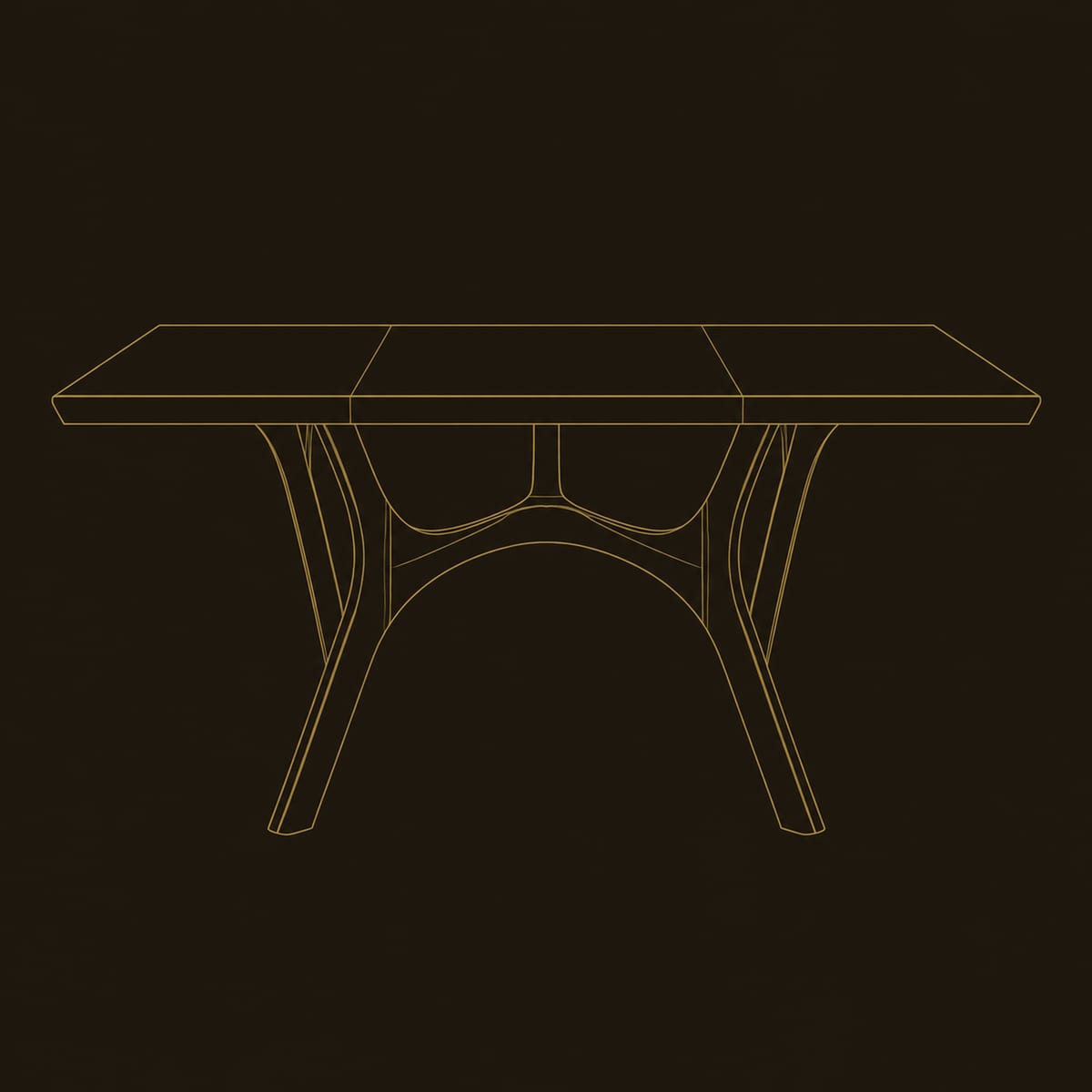 Dining Table With Branching Splayed Legs And Arched Cross Brace dimension diagram