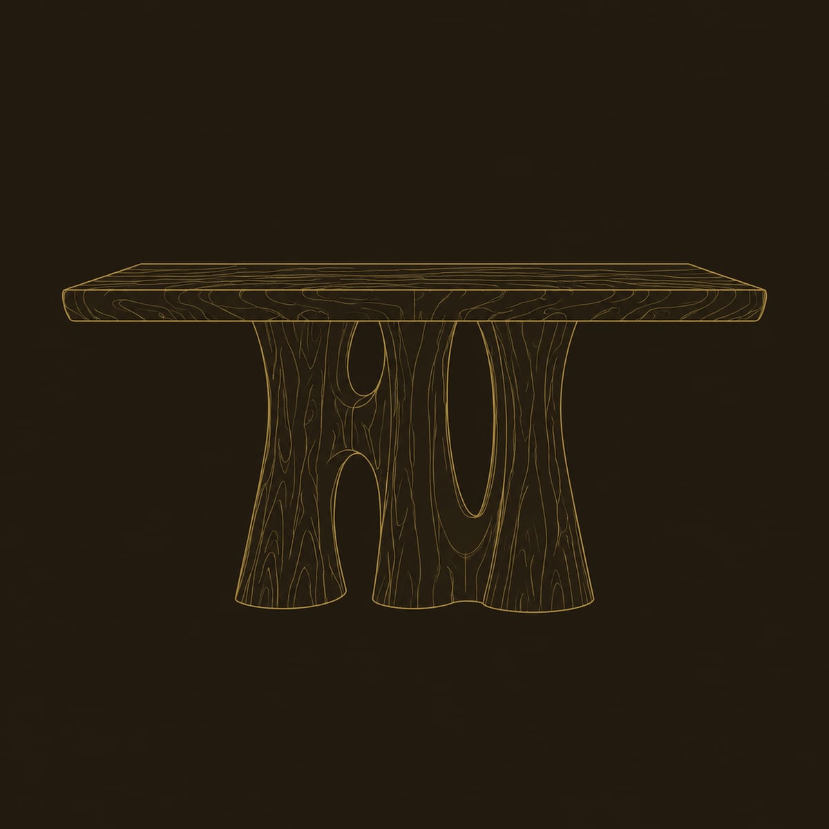 Dining Table With Carved Trunk Legs And Arched Openings dimension diagram