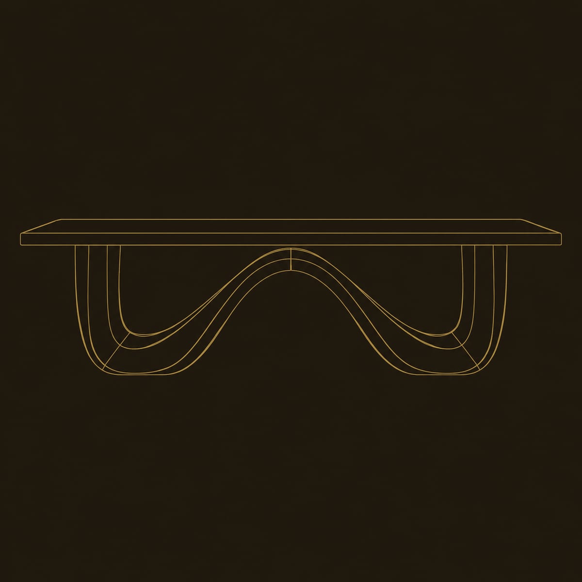 Dining Table With Continuous Wave Base And Smooth Plank Top dimension diagram