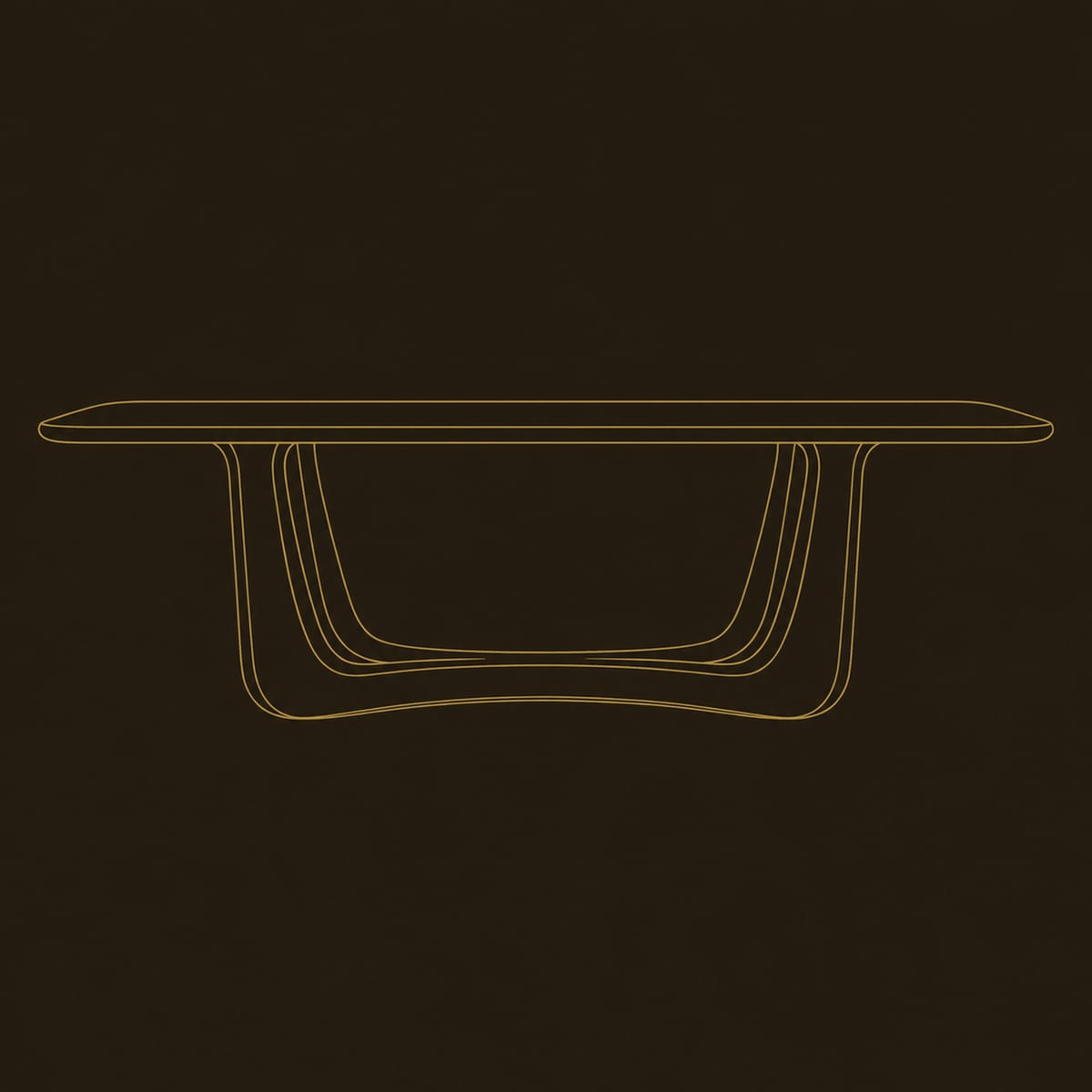 Dining Table With Open U Frame Base And Softly Shaped Top dimension diagram