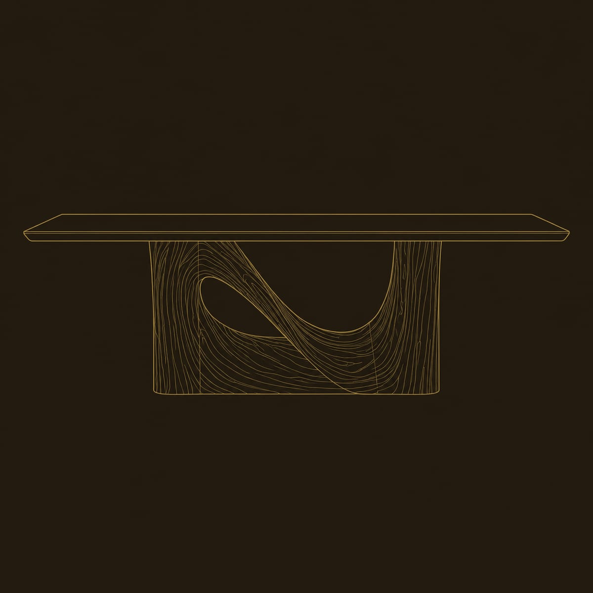 Dining Table With Smooth Rectangular Top And Wave Sculpted Base dimension diagram