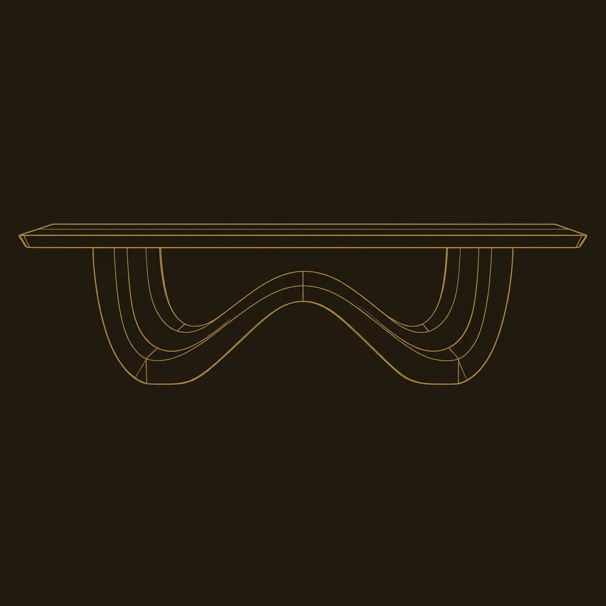 Dining Table With Thick Plank Top And Sculpted Wave Pedestal dimension diagram
