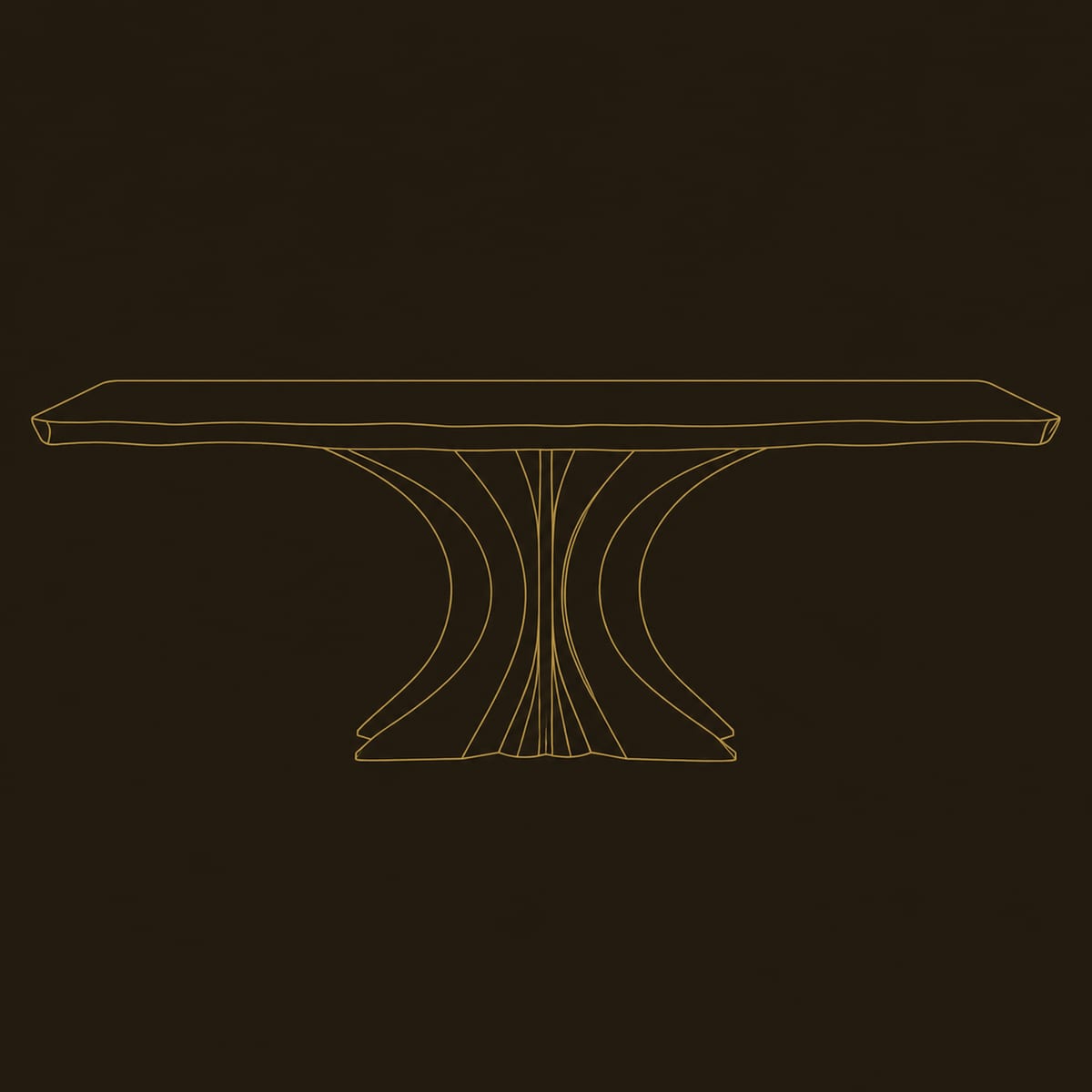 Double Pedestal Dining Table With Flared Sculpted Bases dimension diagram