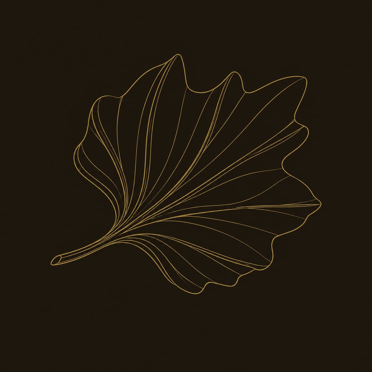 Fan Shaped Leaf Wall Art With Ribbed Relief And Long Stem dimension diagram