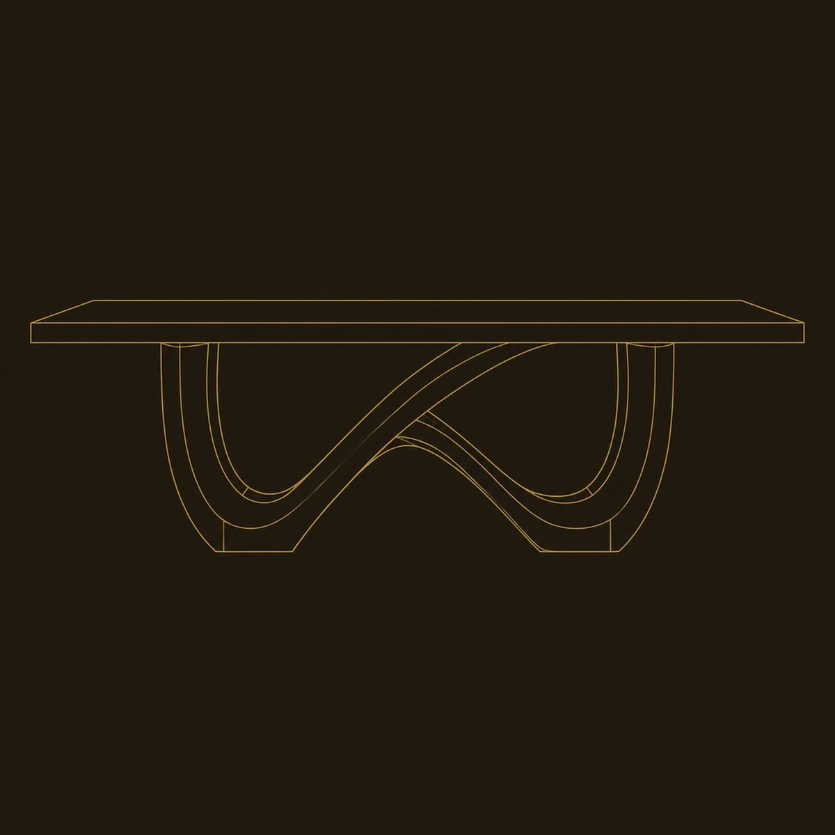 Figure Eight Base Dining Table With Smooth Rectangular Top dimension diagram