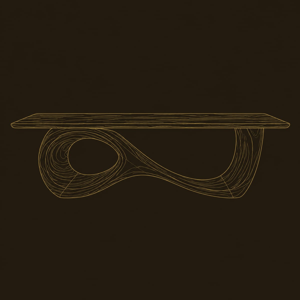 Figure Eight Dining Table With A Single Flowing Loop Base dimension diagram