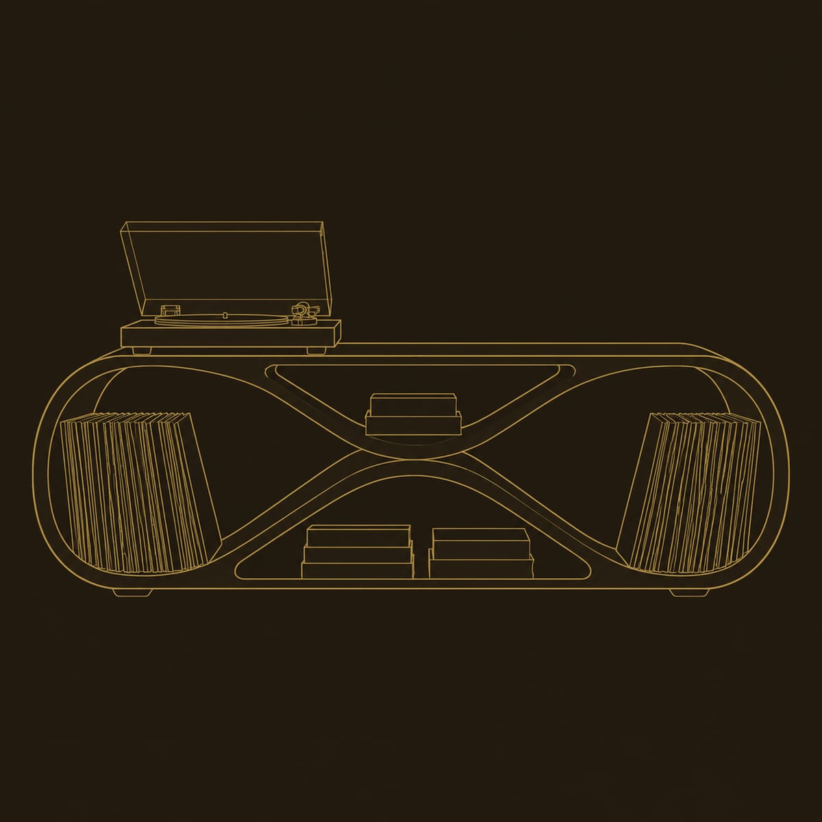 Figure Eight Record Console With Open Looping Body dimension diagram