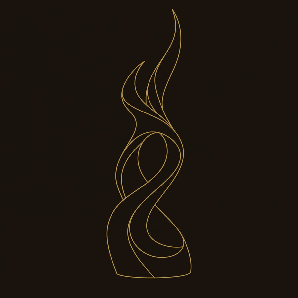 Flame Sculpture With Twin Pointed Tips And Swirling Open Loop dimension diagram