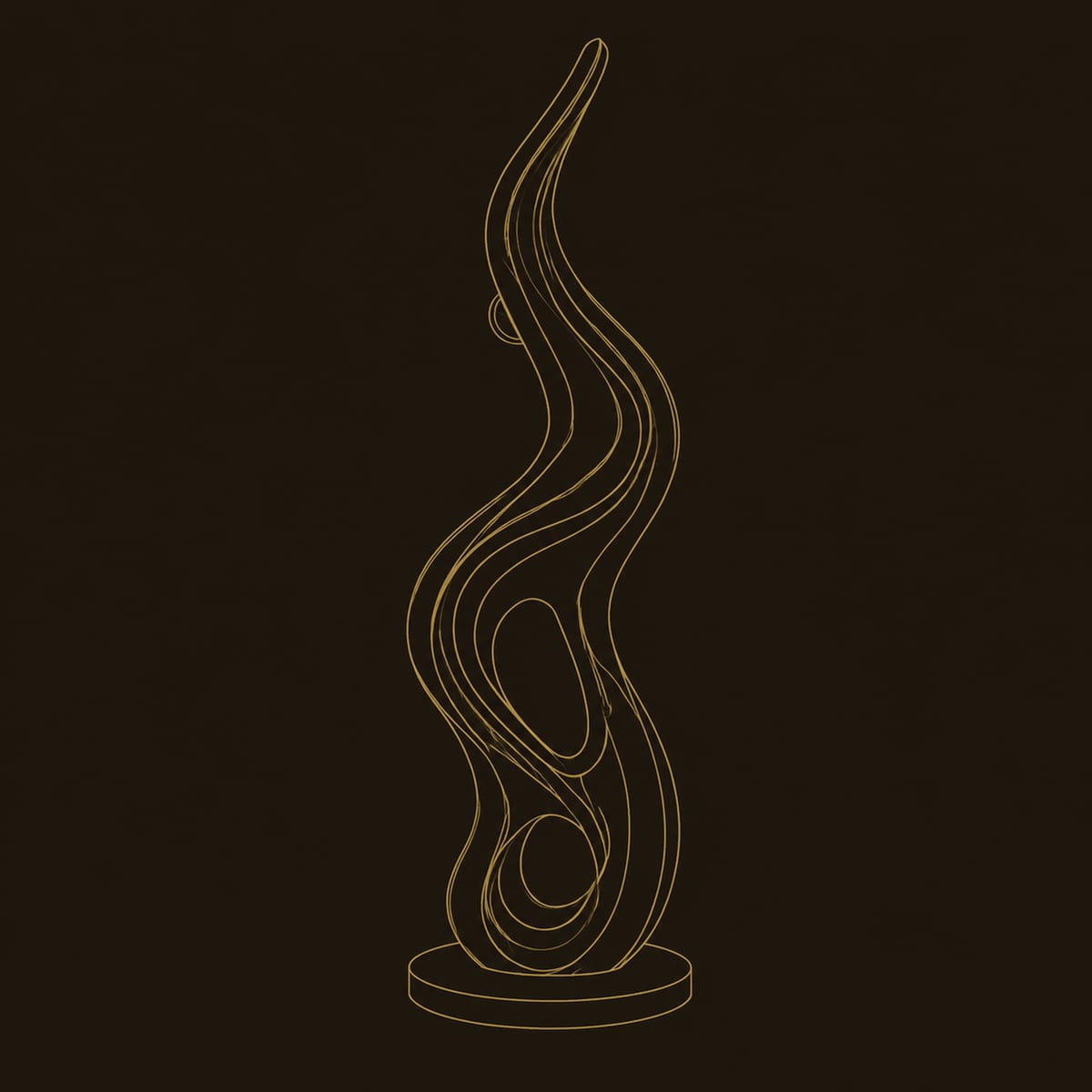 Flame Shaped Lamp With Glowing Edge Line And Open Loops dimension diagram