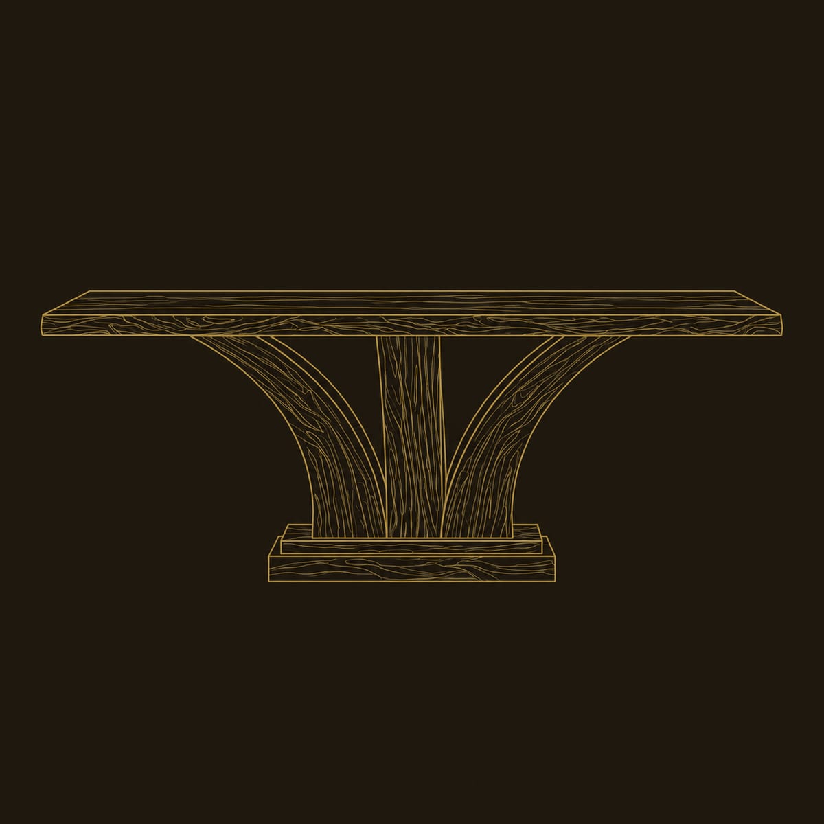 Flared Twin Pedestal Dining Table On A Stepped Plinth dimension diagram