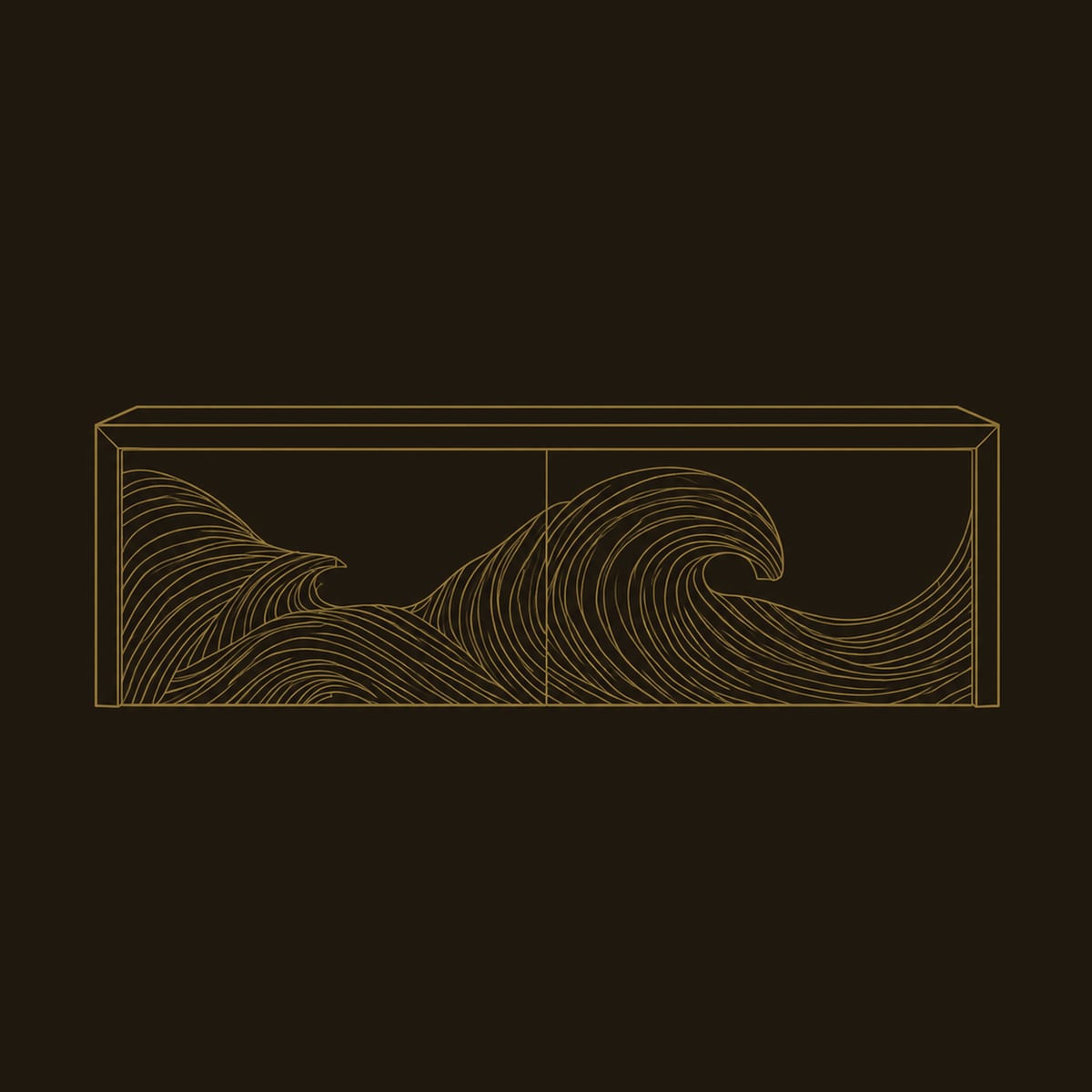Floating Bathroom Vanity With Carved Ocean Wave Front dimension diagram