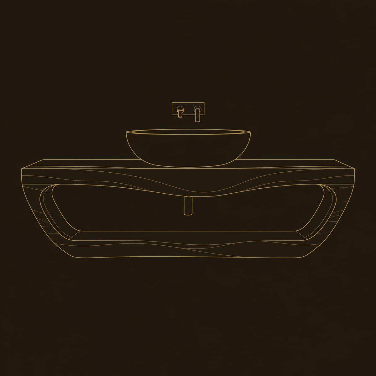 Floating Bathroom Vanity With One Large Open Loop Shelf dimension diagram