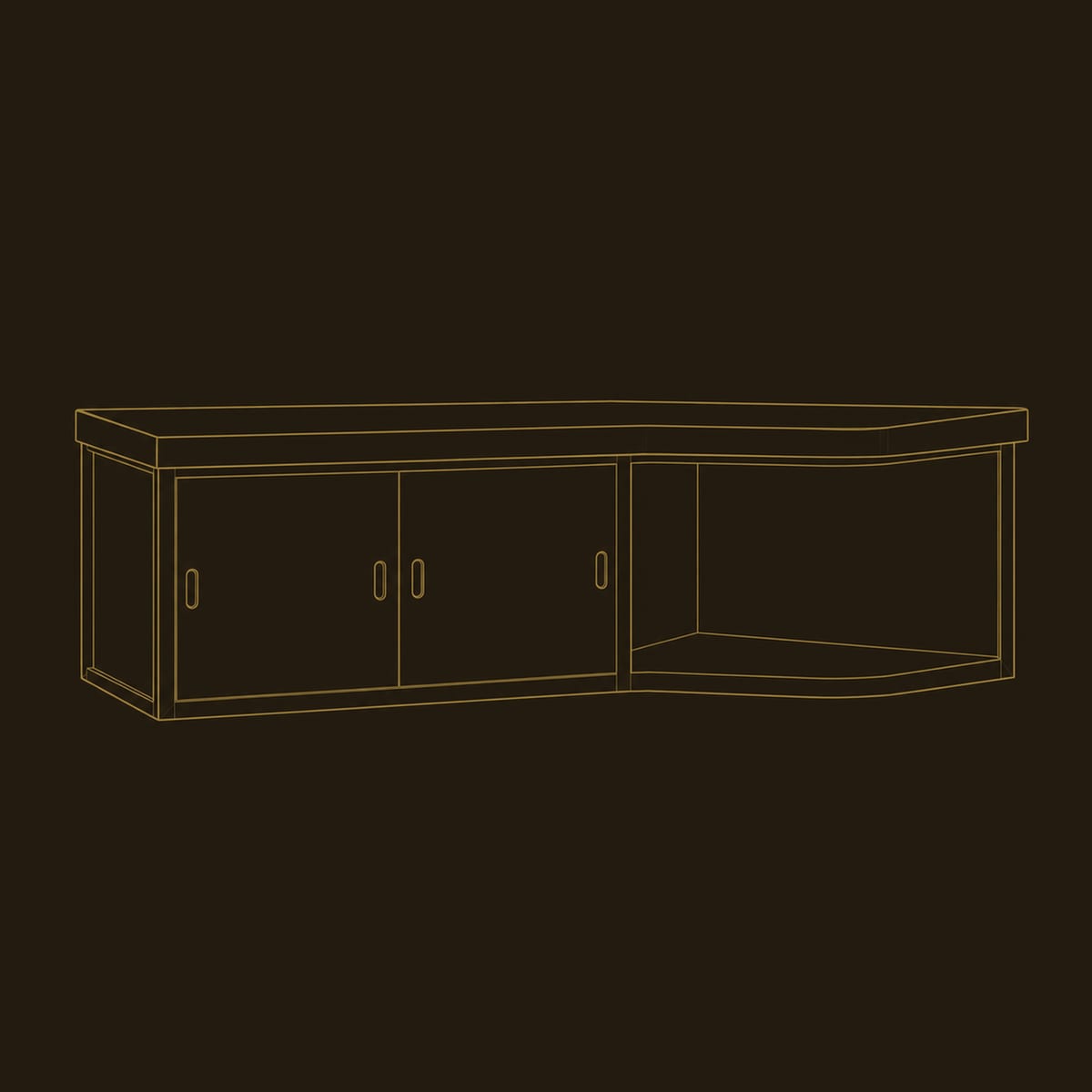 Floating Bathroom Vanity With Two Doors And Swept Open Shelf dimension diagram