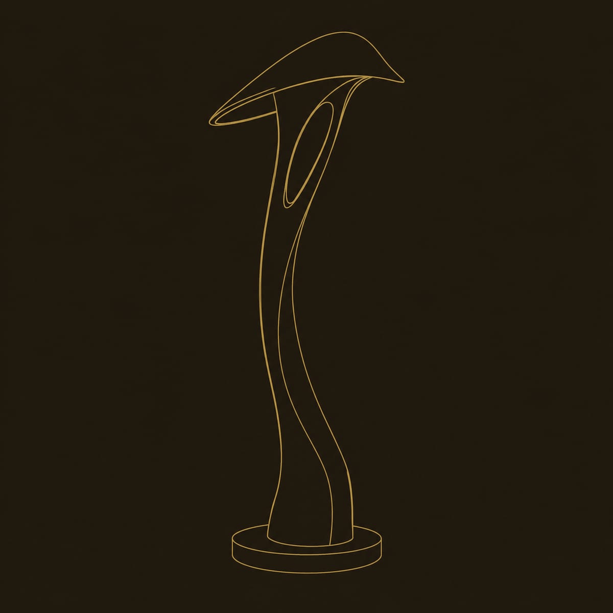 Floor Lamp With Bowed Stem And Hooded Leaf Shade dimension diagram